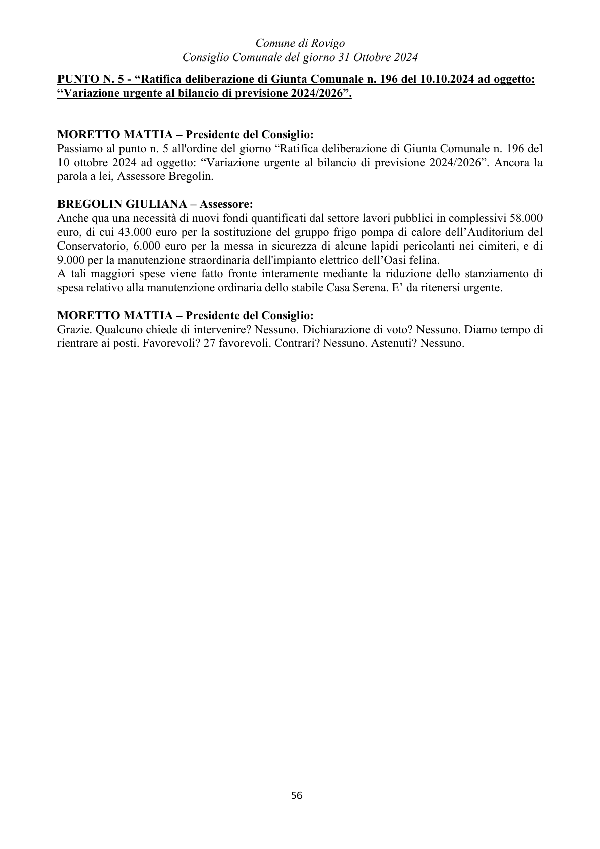 Pagina 56 del verbale
