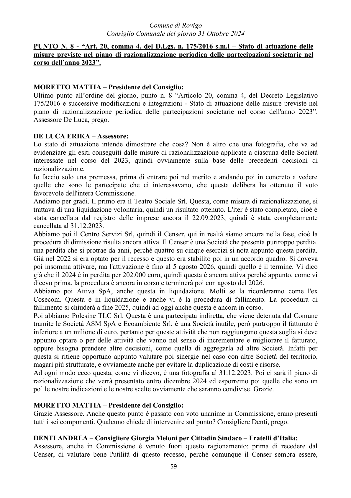 Pagina 59 del verbale