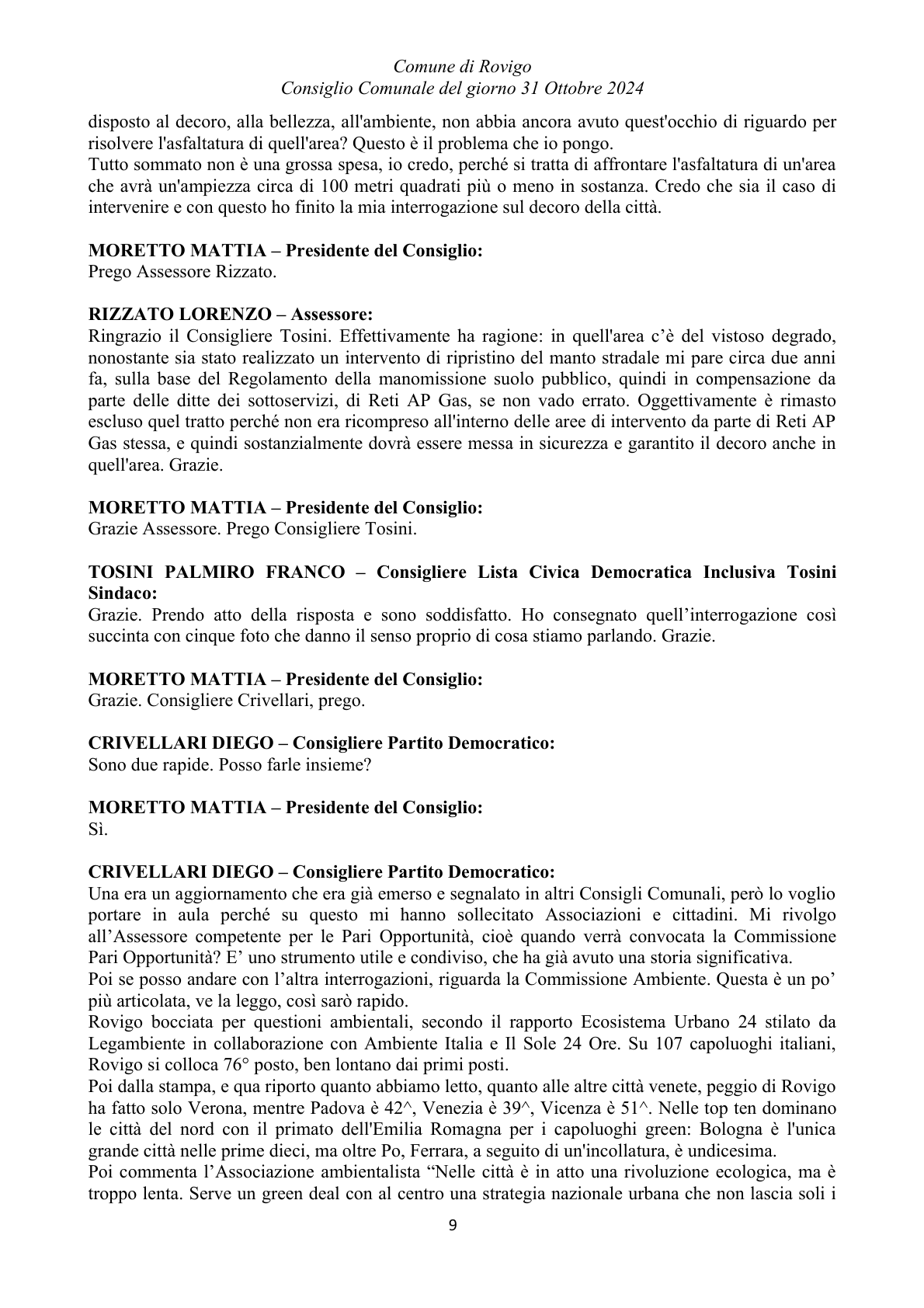 Pagina 9 del verbale