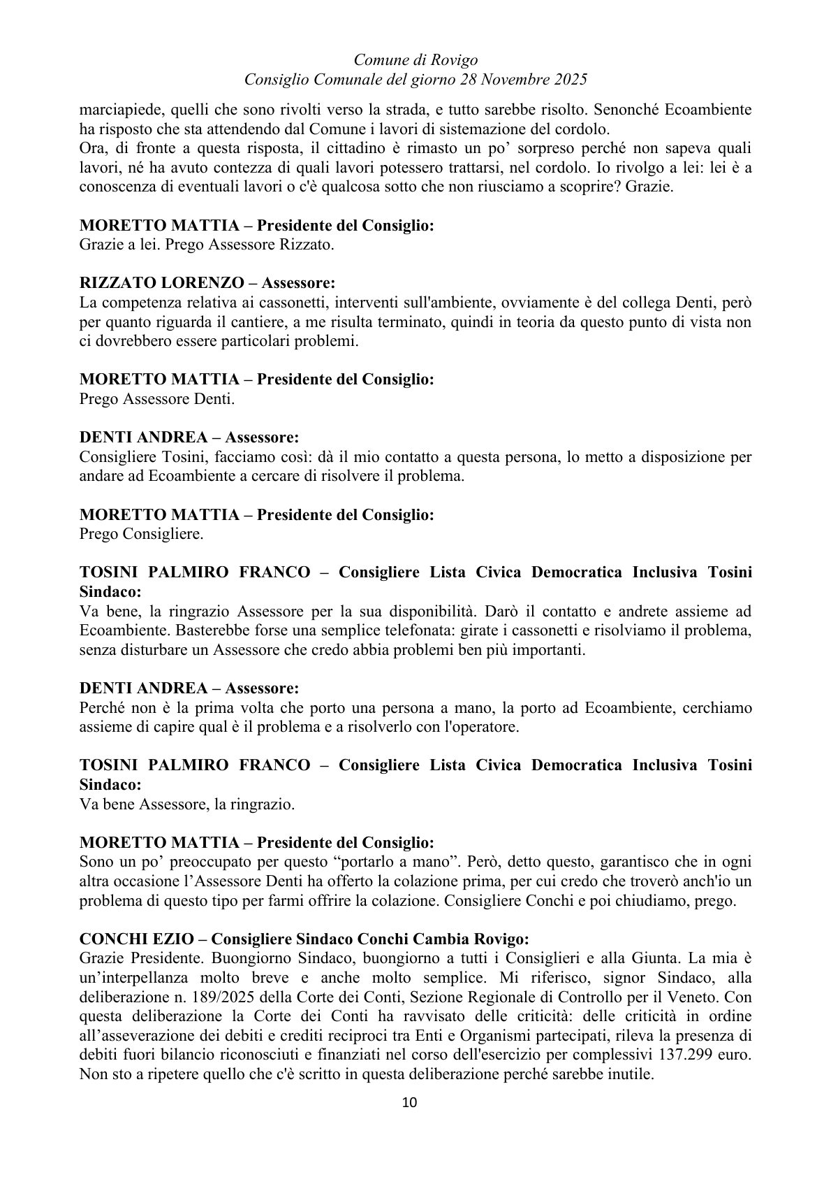 Pagina 10 del verbale