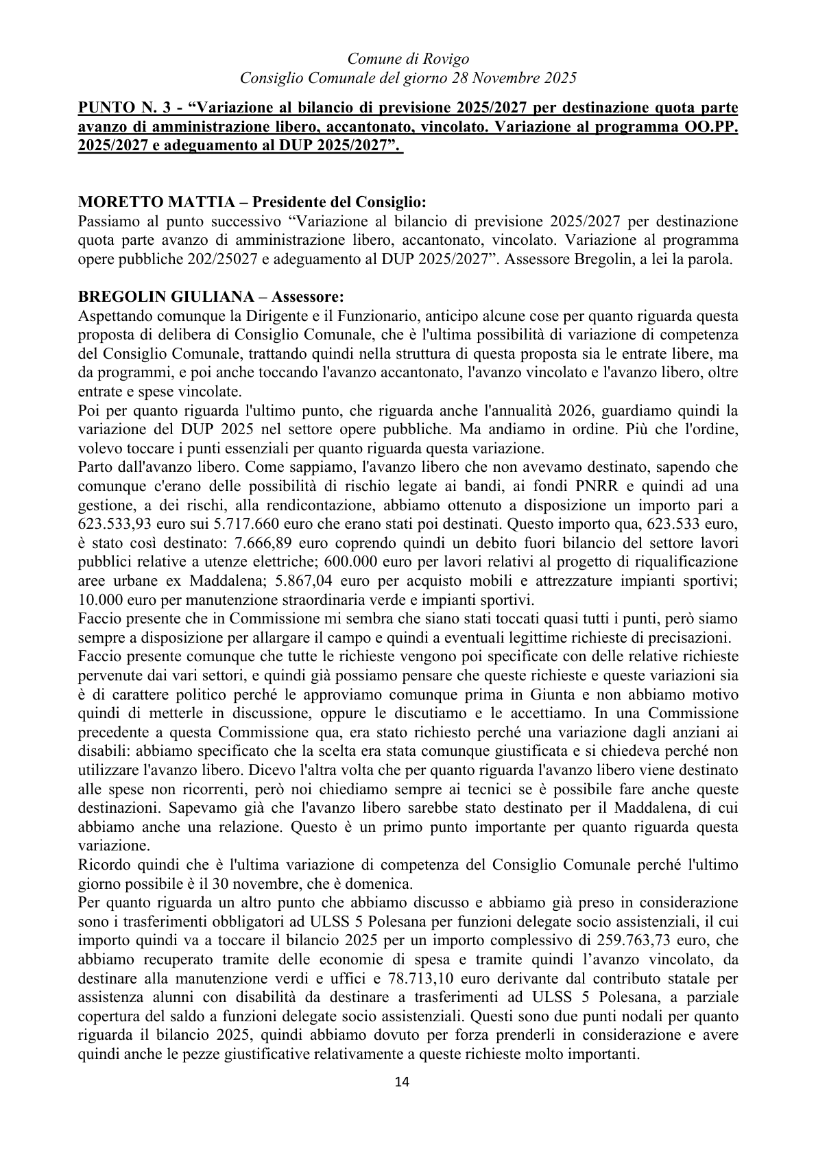 Pagina 14 del verbale