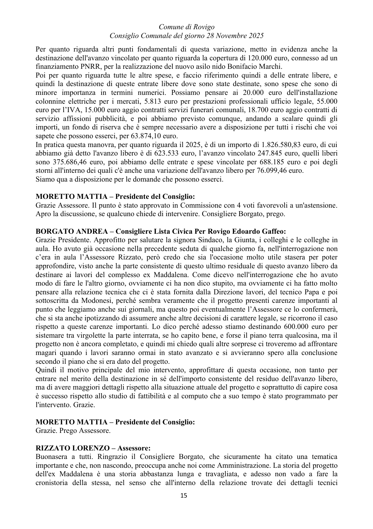 Pagina 15 del verbale