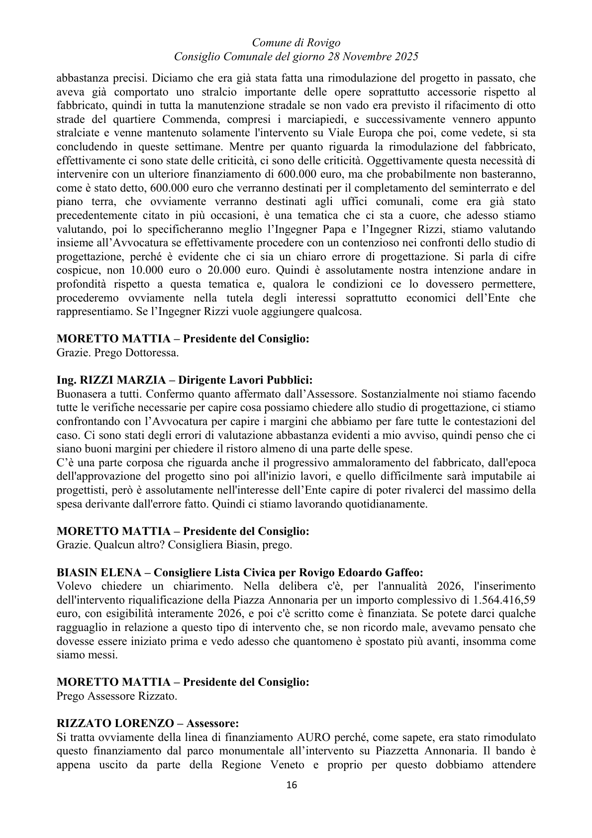 Pagina 16 del verbale