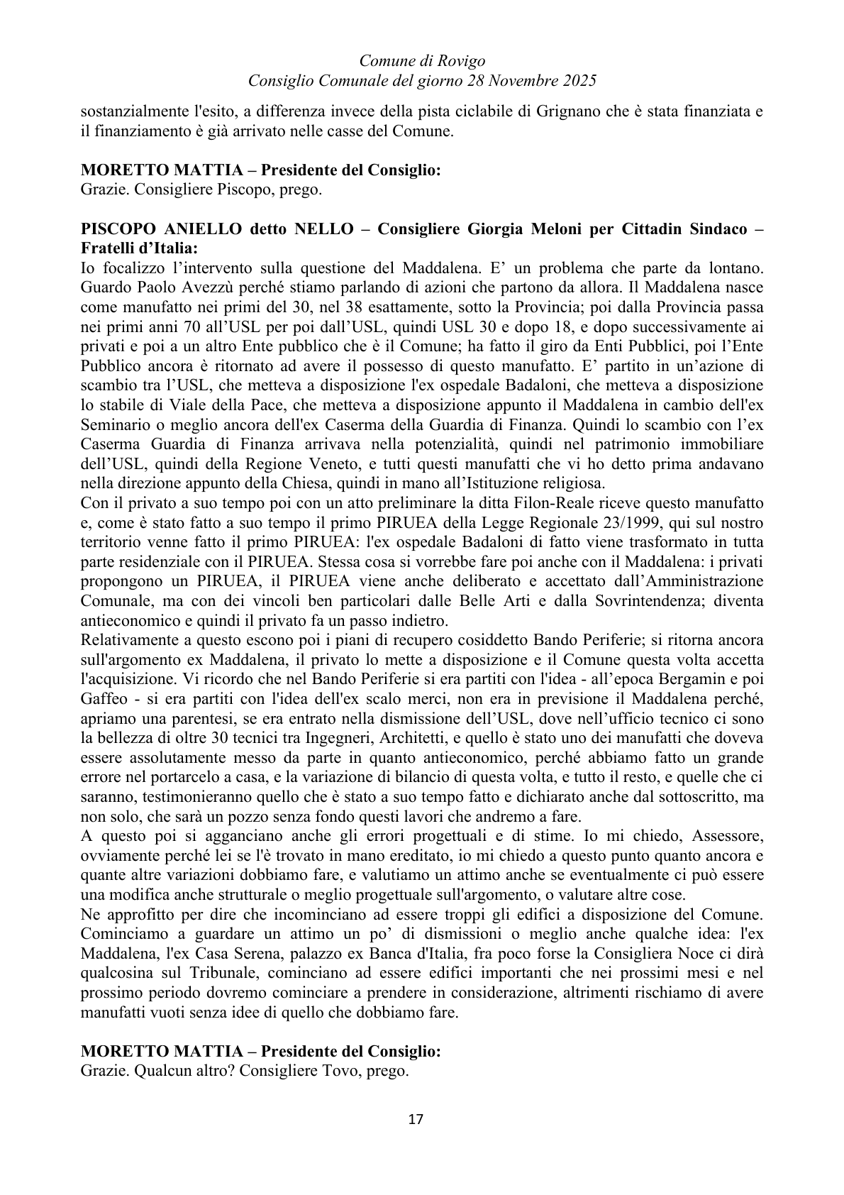 Pagina 17 del verbale
