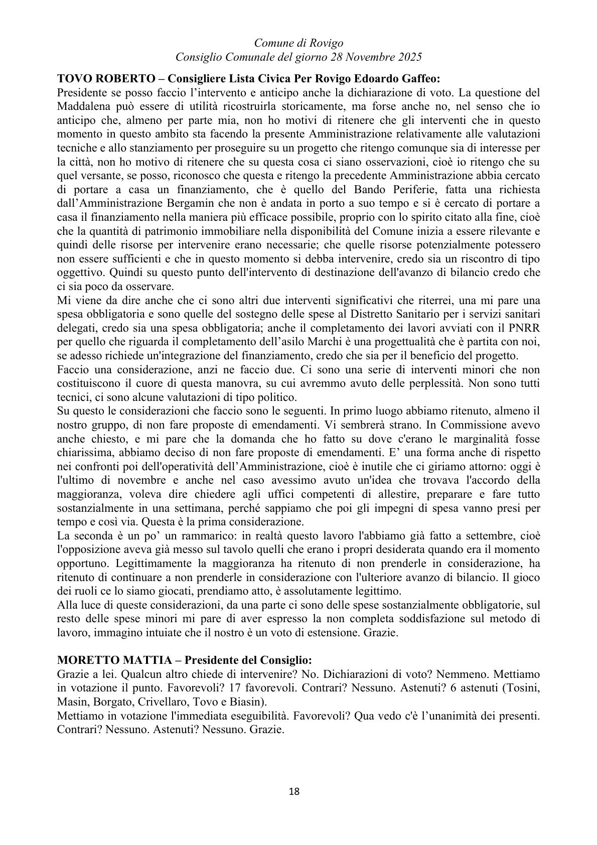 Pagina 18 del verbale