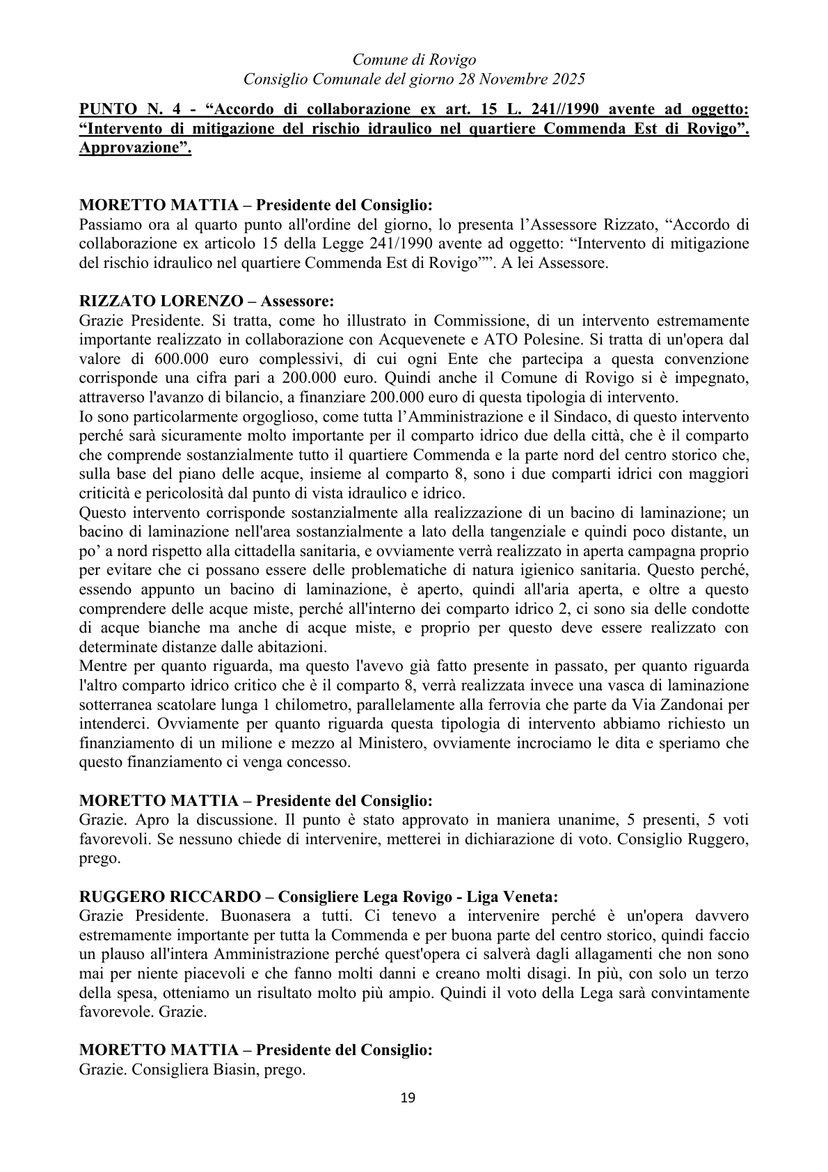 Pagina 19 del verbale