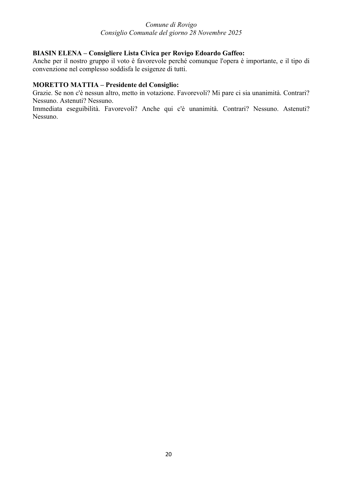Pagina 20 del verbale