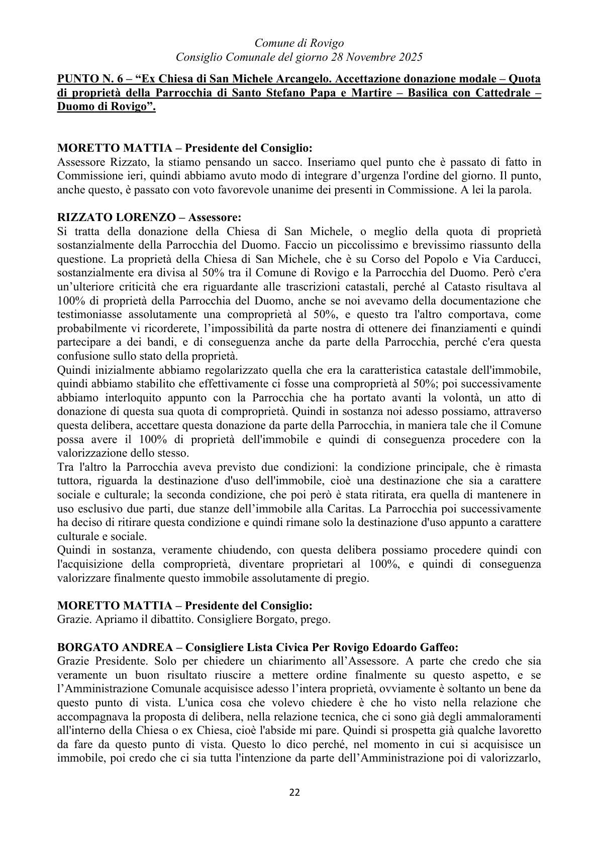 Pagina 22 del verbale