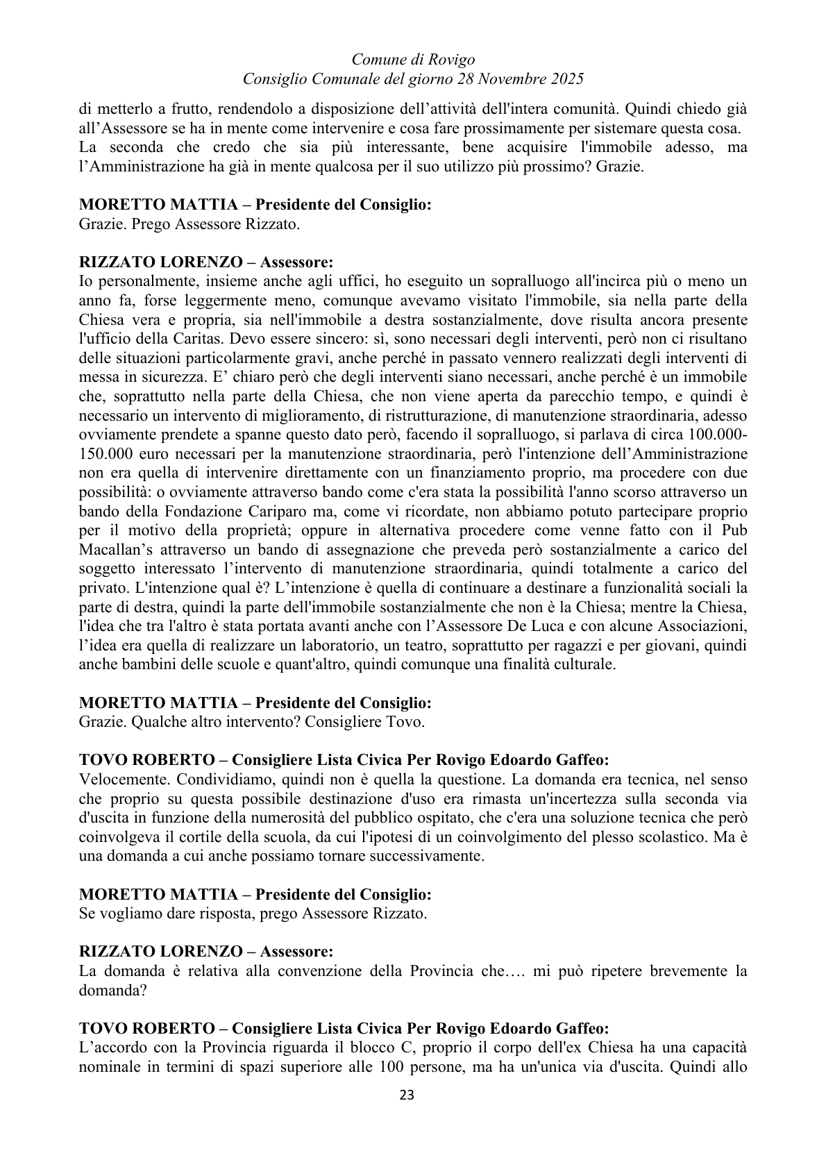 Pagina 23 del verbale