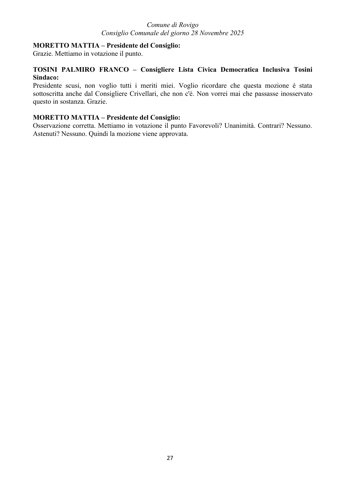 Pagina 27 del verbale