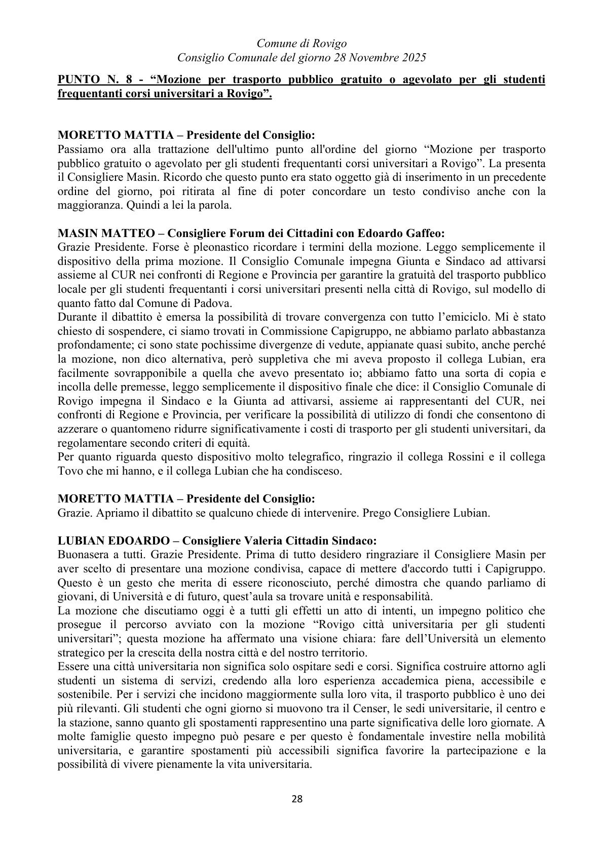Pagina 28 del verbale