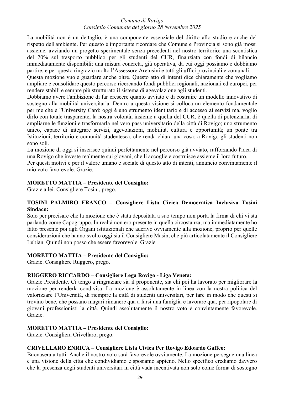 Pagina 29 del verbale
