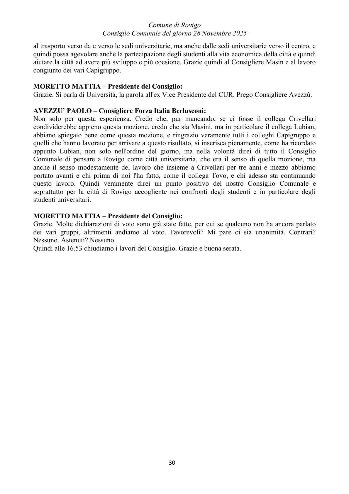 Pagina 30 del verbale