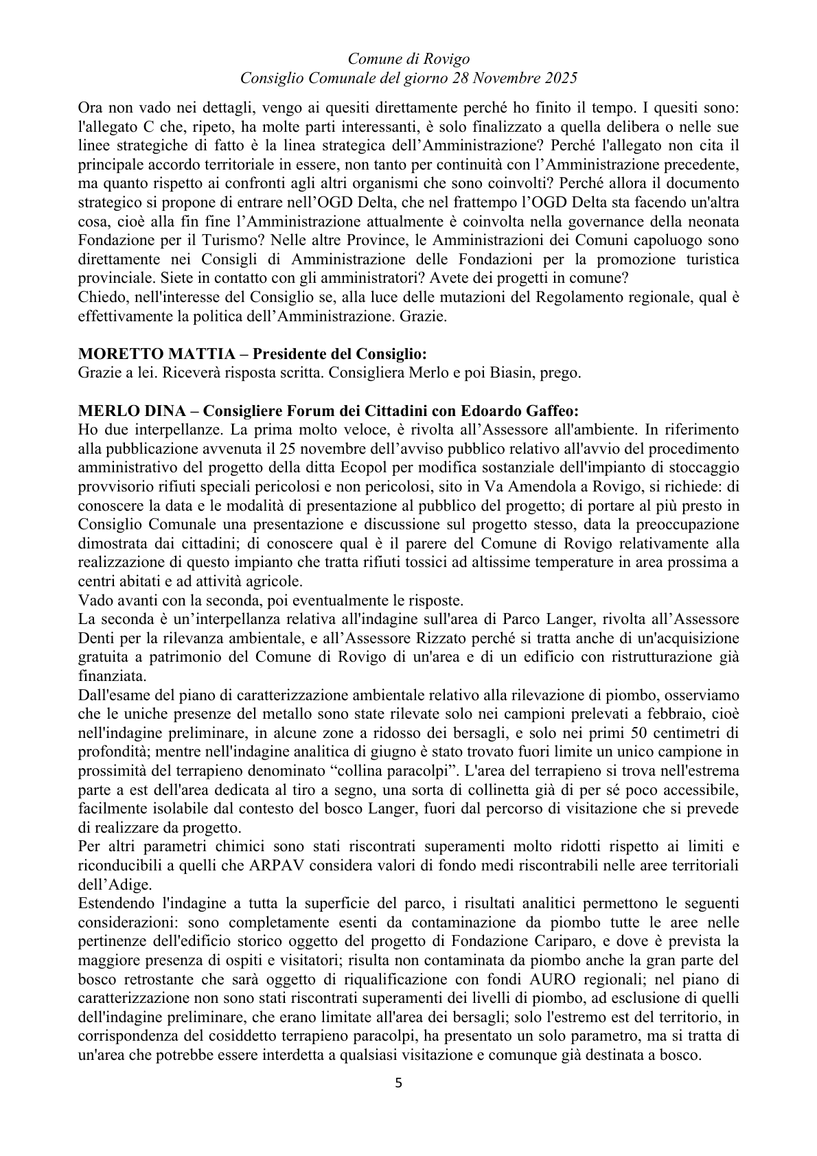Pagina 5 del verbale