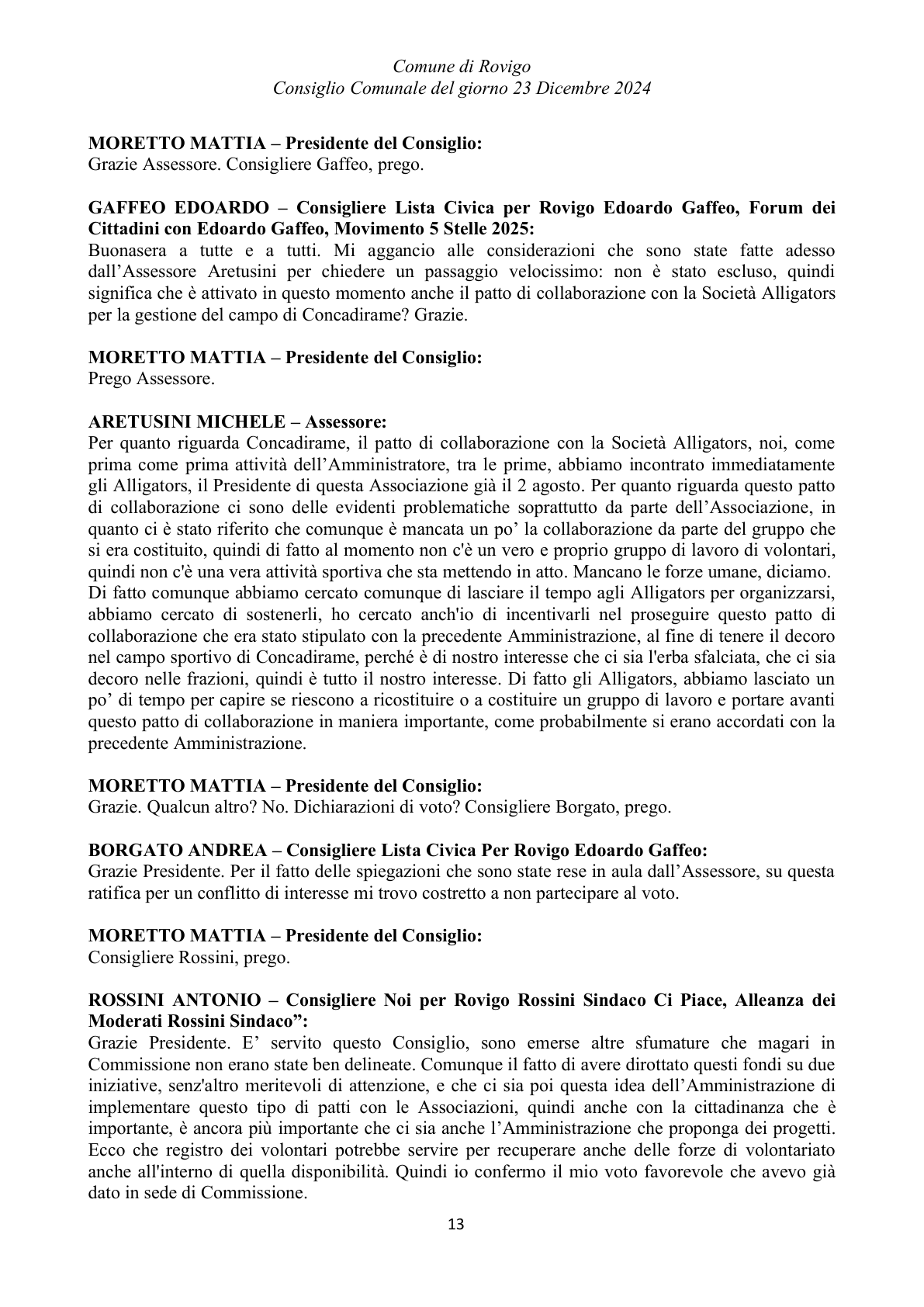Pagina 13 del verbale