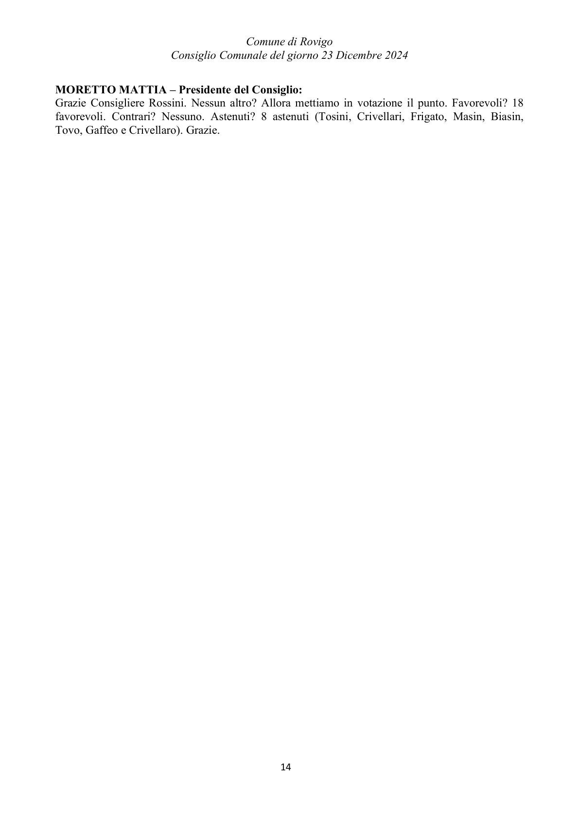 Pagina 14 del verbale