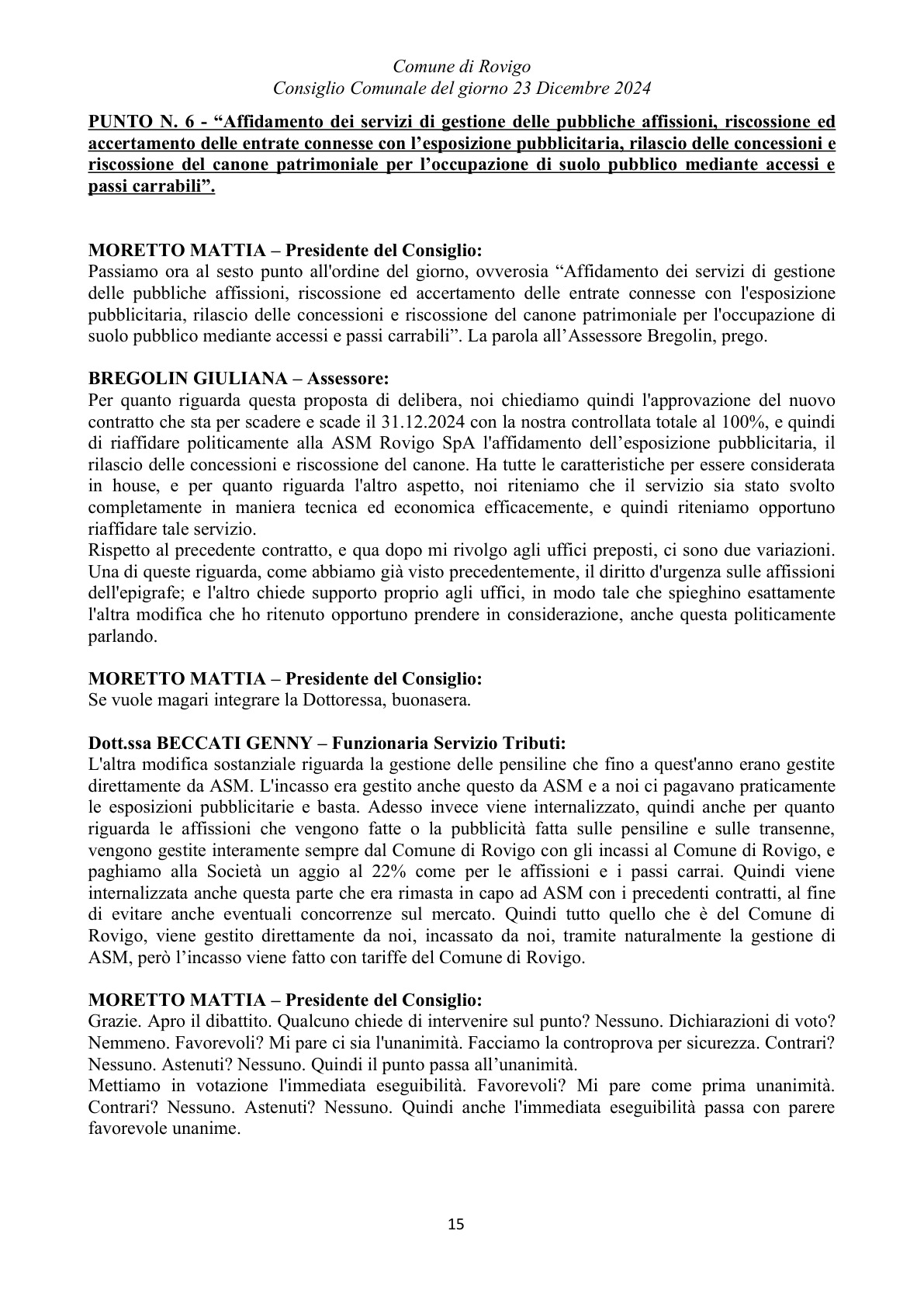Pagina 15 del verbale