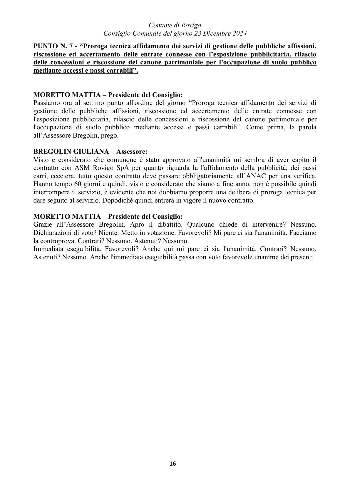 Pagina 16 del verbale