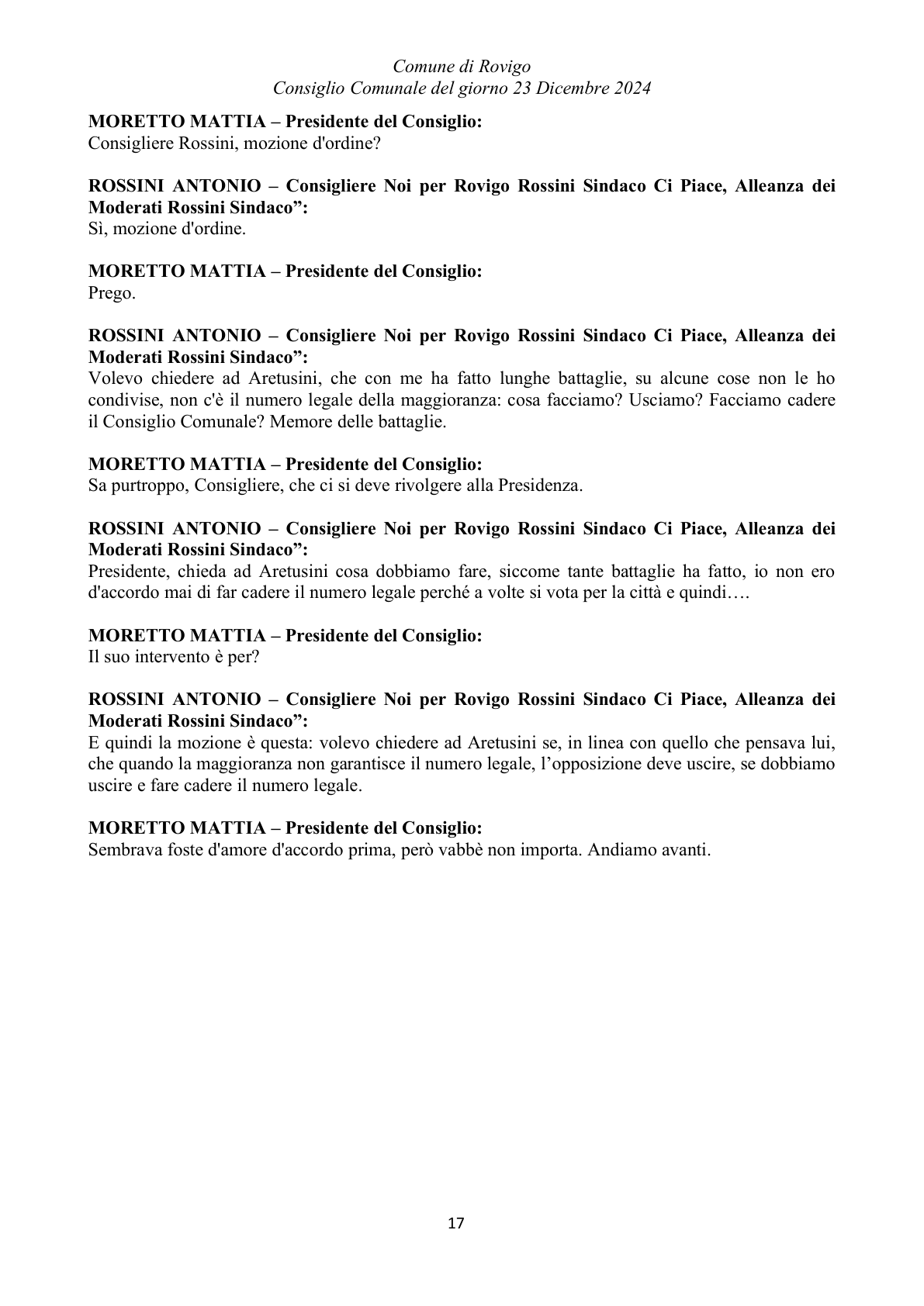 Pagina 17 del verbale