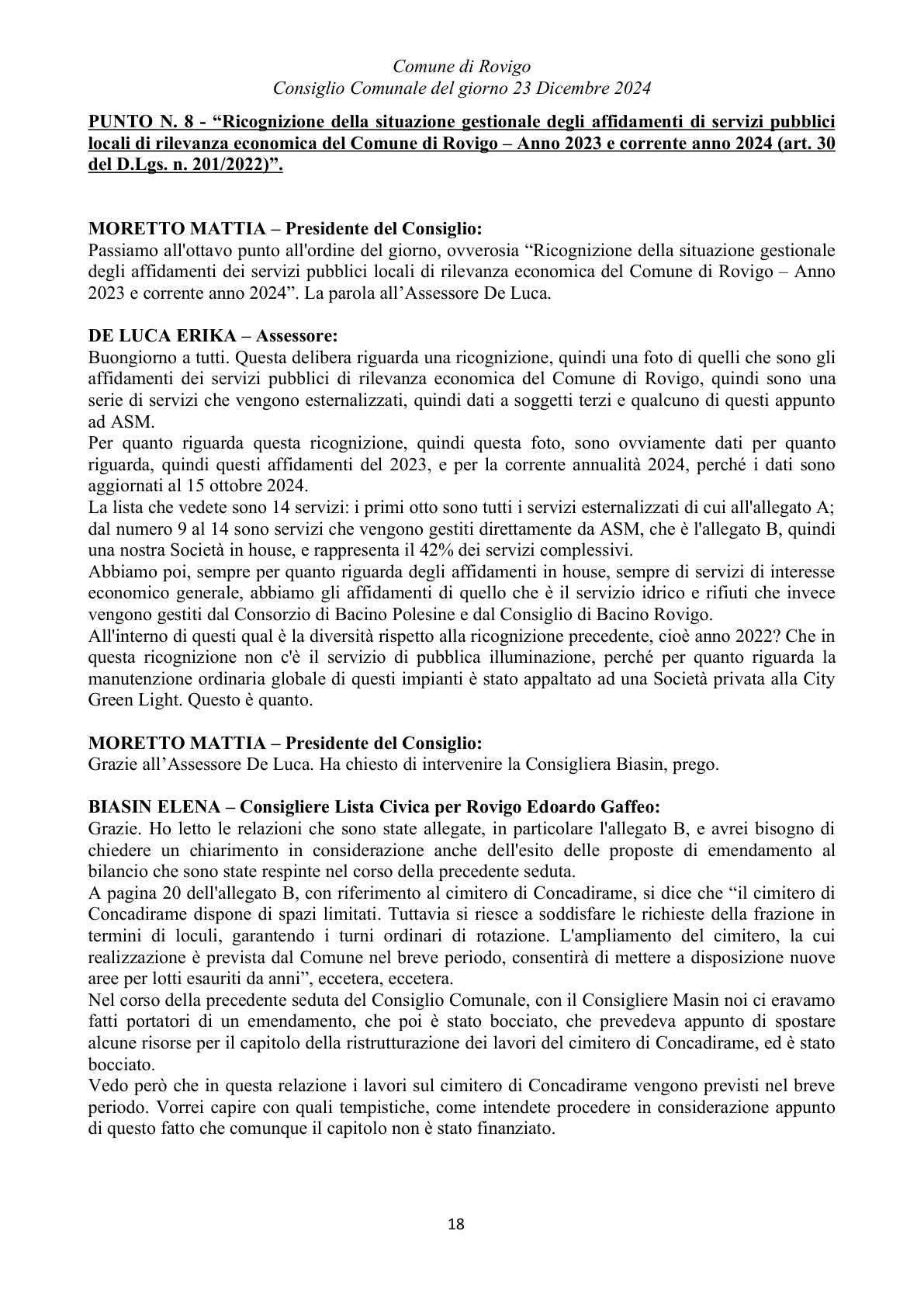 Pagina 18 del verbale