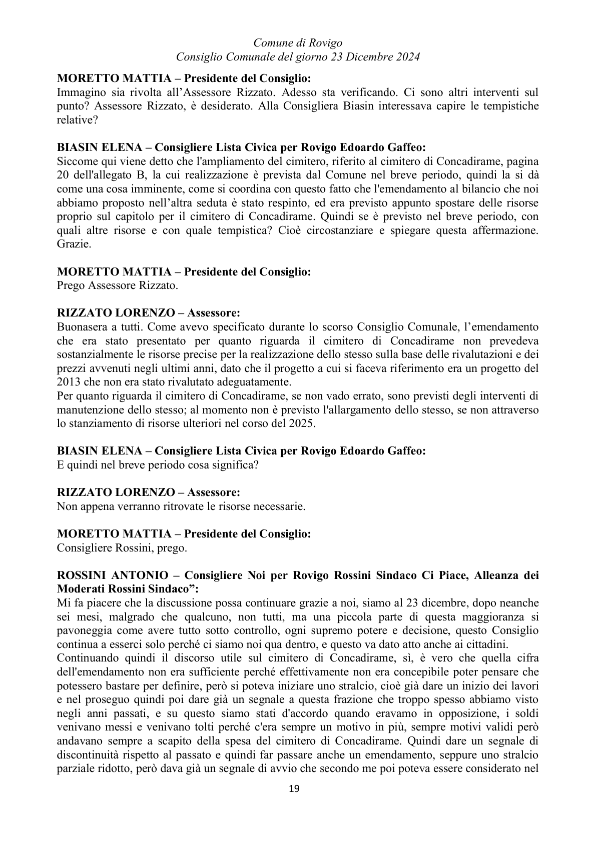 Pagina 19 del verbale