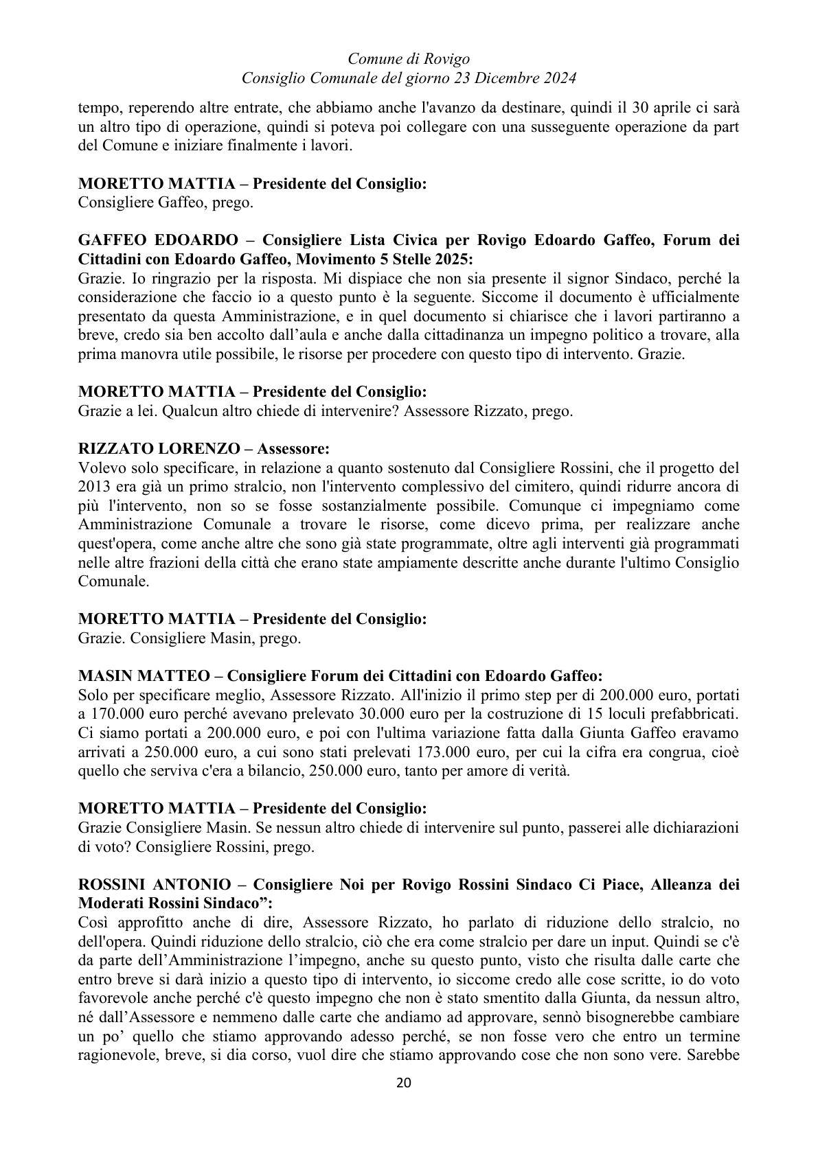 Pagina 20 del verbale