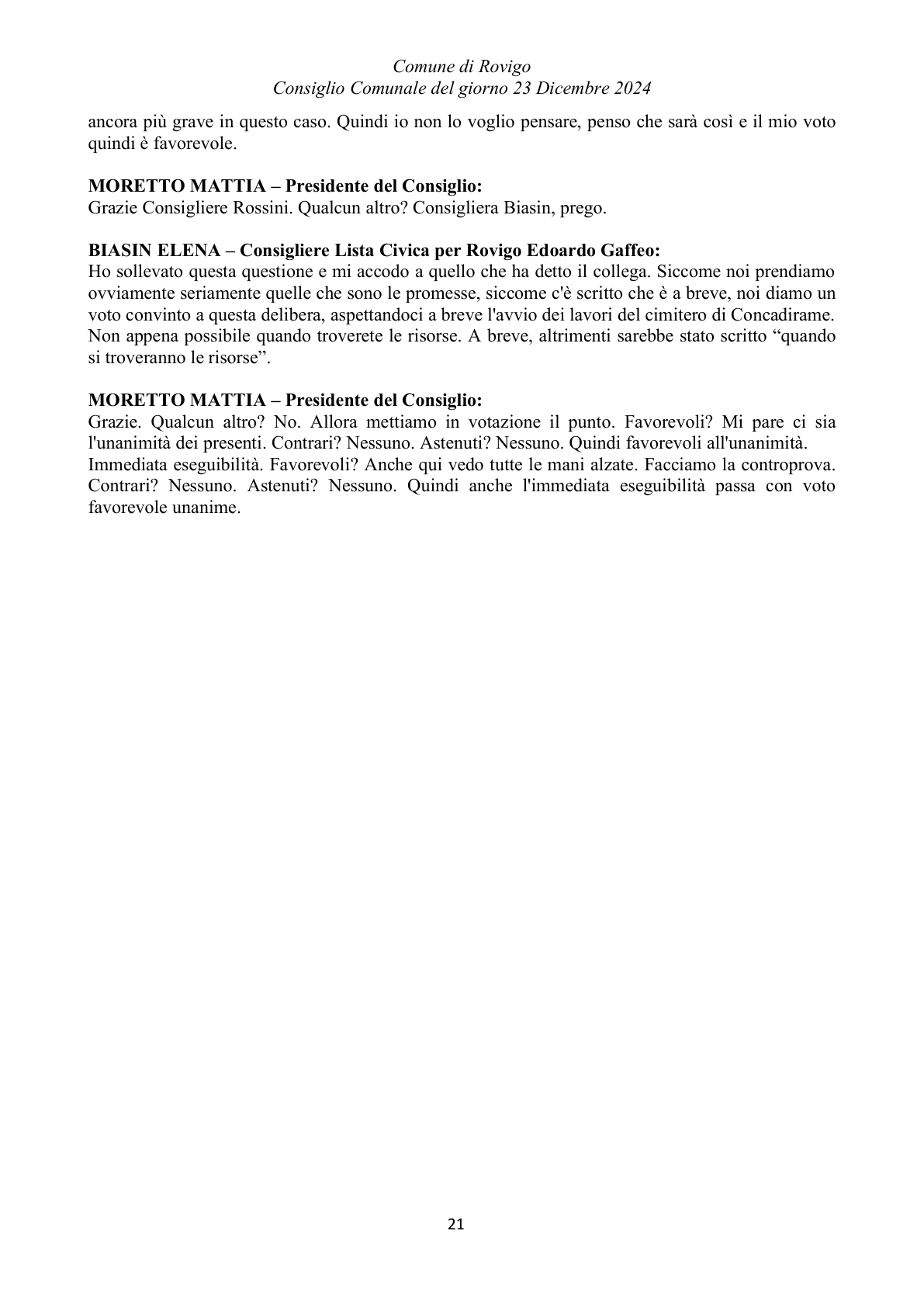 Pagina 21 del verbale