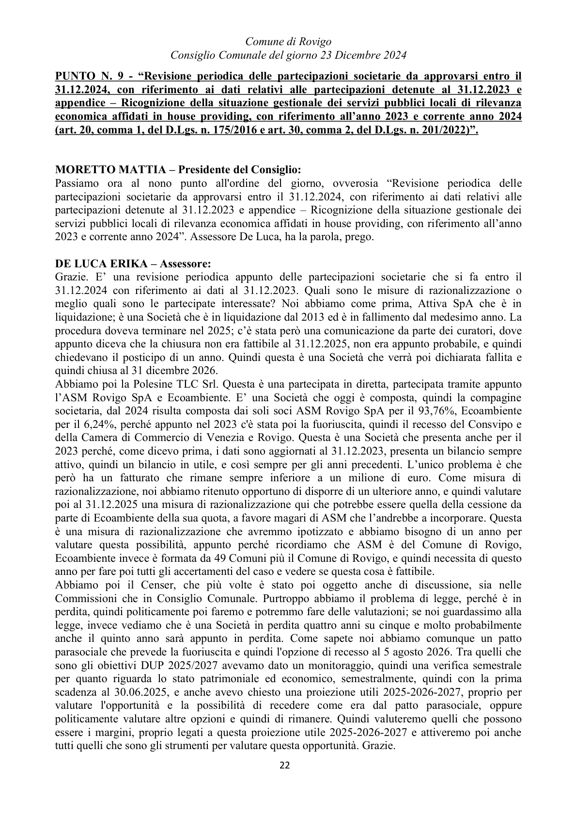 Pagina 22 del verbale