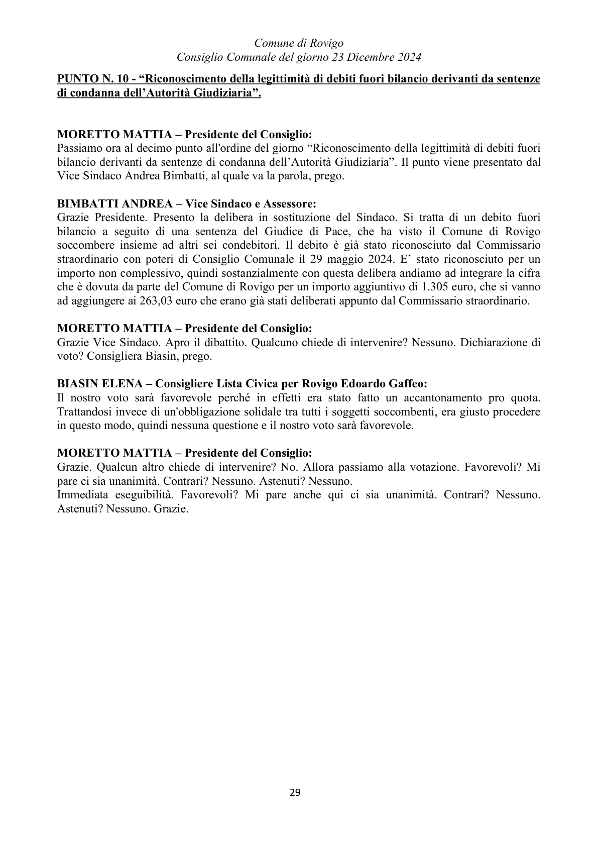 Pagina 29 del verbale