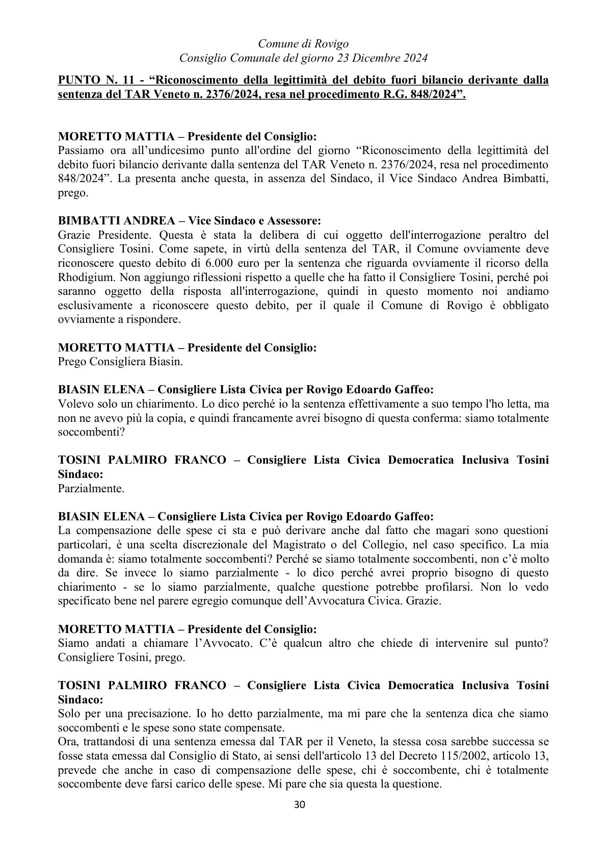 Pagina 30 del verbale