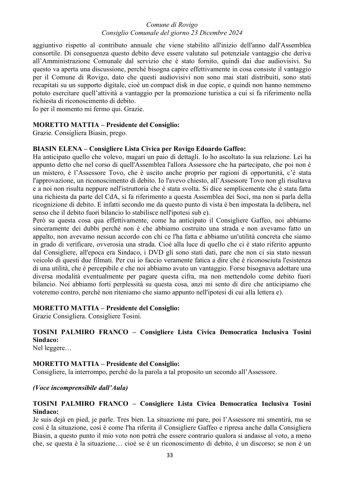 Pagina 33 del verbale
