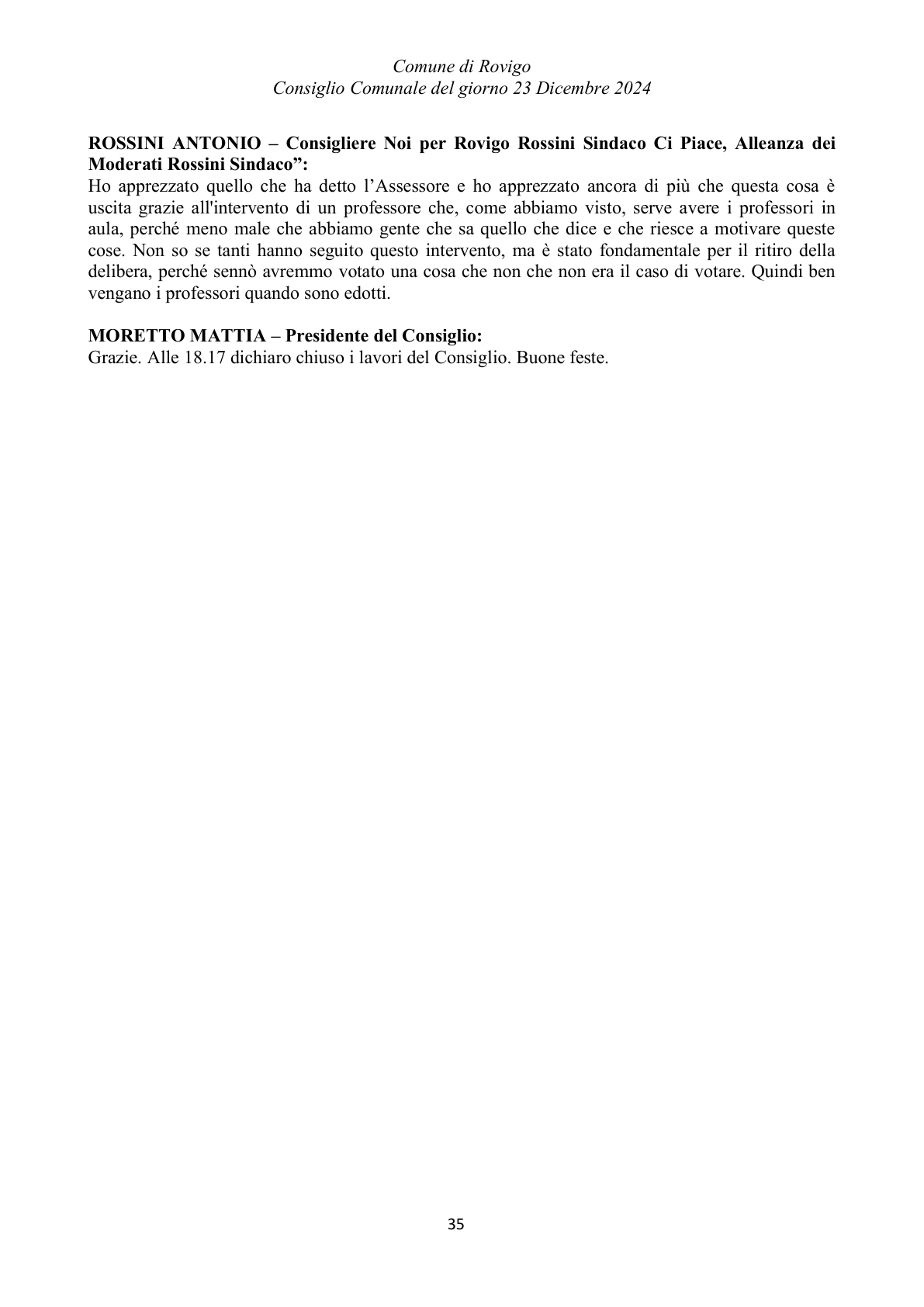 Pagina 35 del verbale