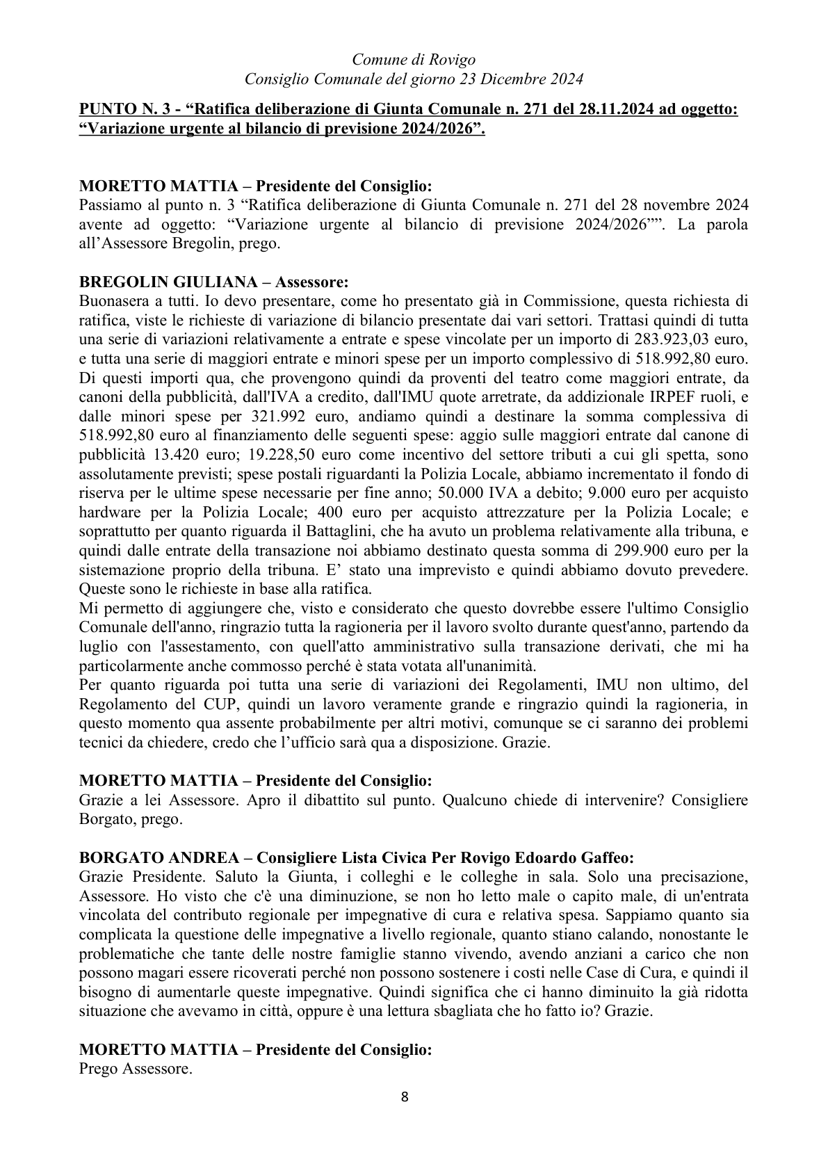 Pagina 8 del verbale