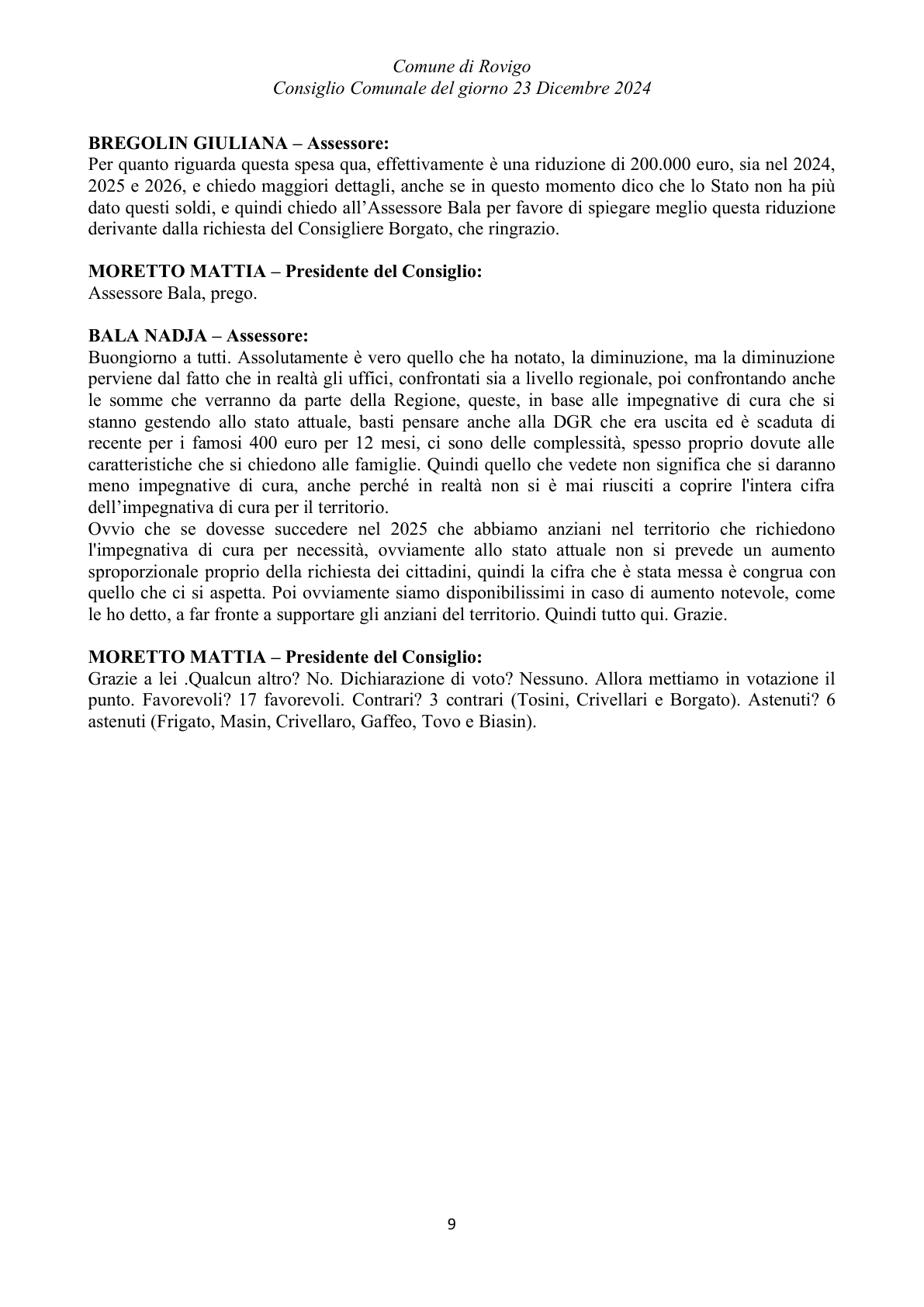 Pagina 9 del verbale