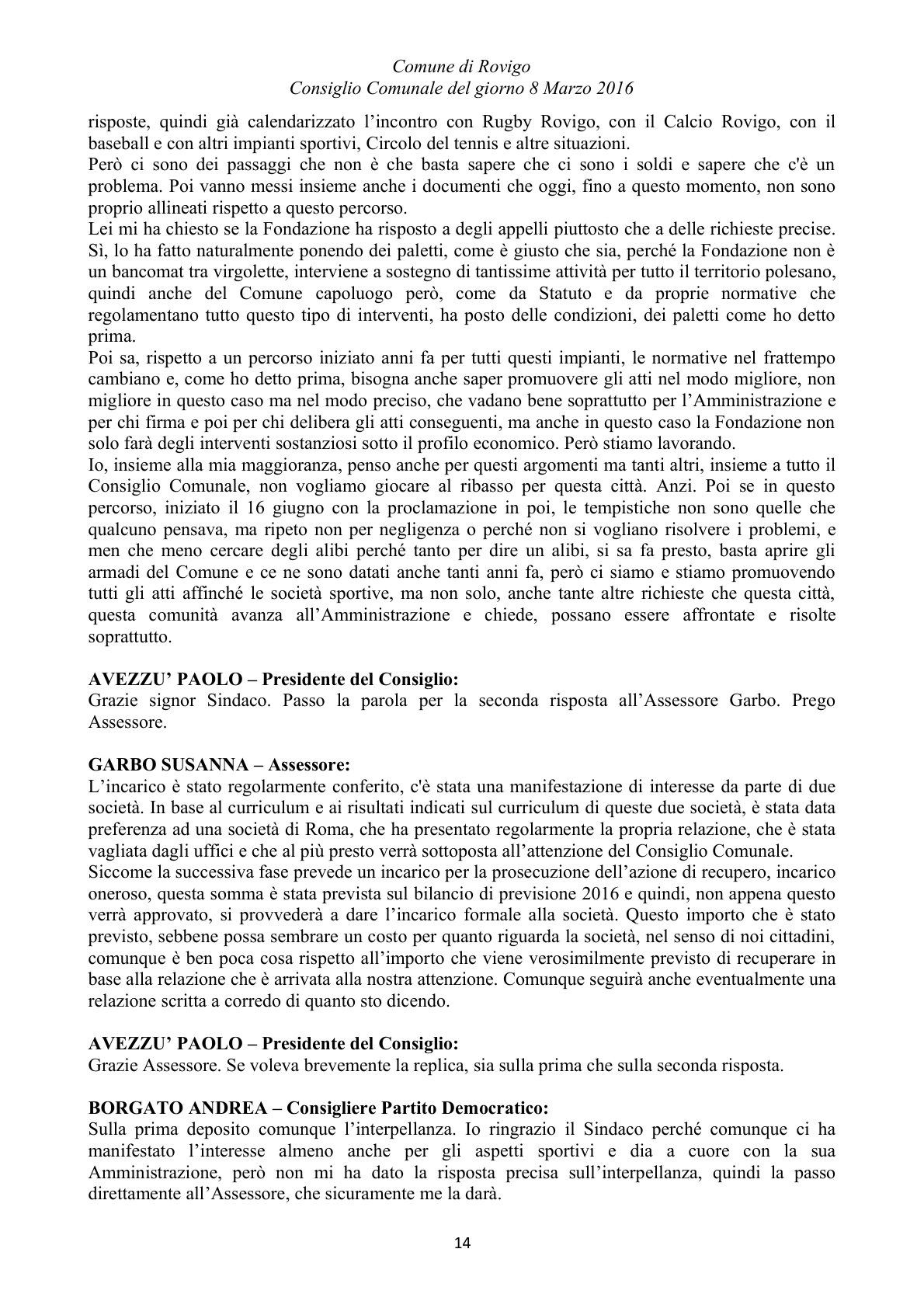 Pagina 14 del verbale