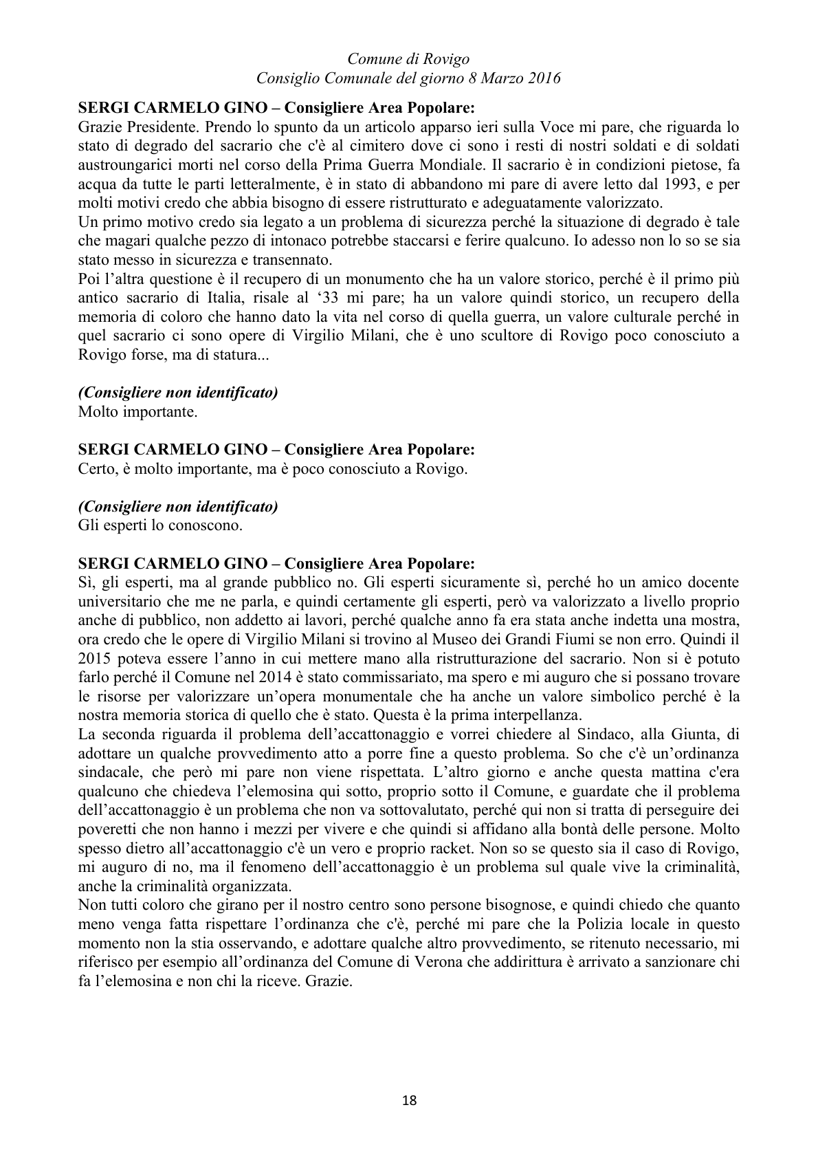 Pagina 18 del verbale