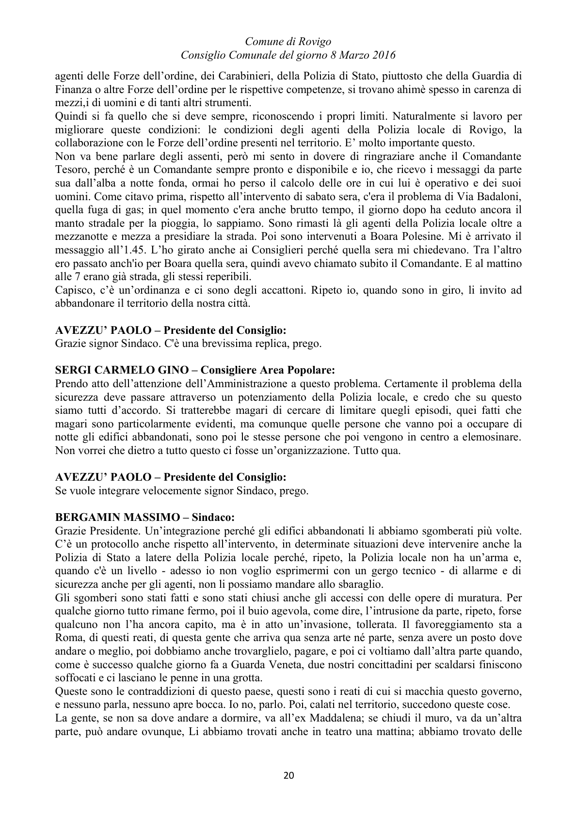 Pagina 20 del verbale