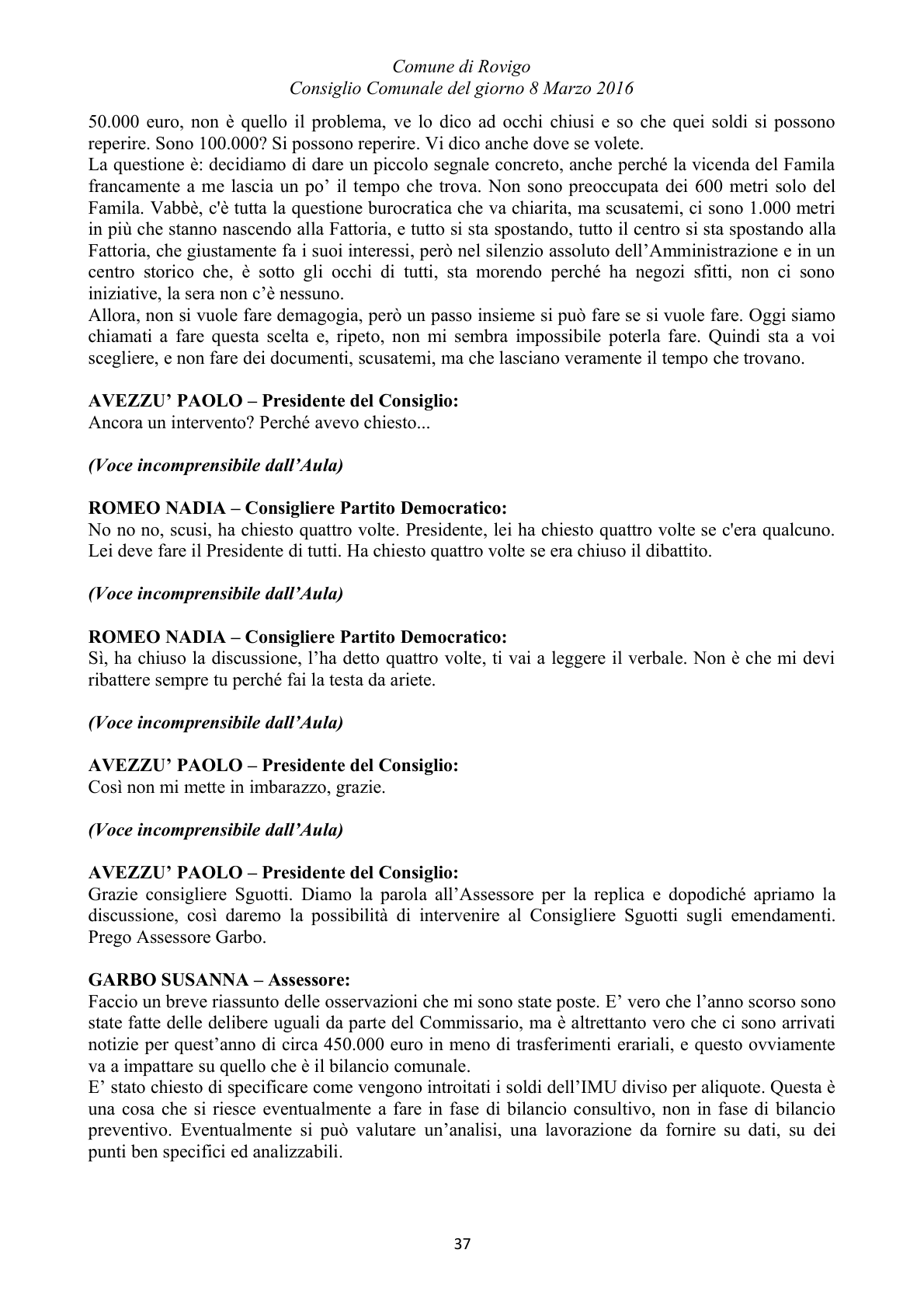 Pagina 37 del verbale