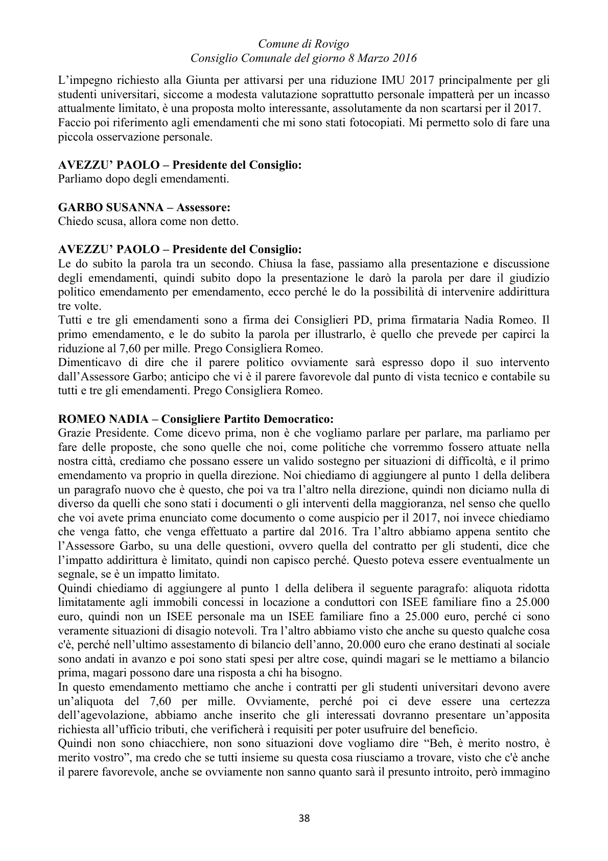 Pagina 38 del verbale