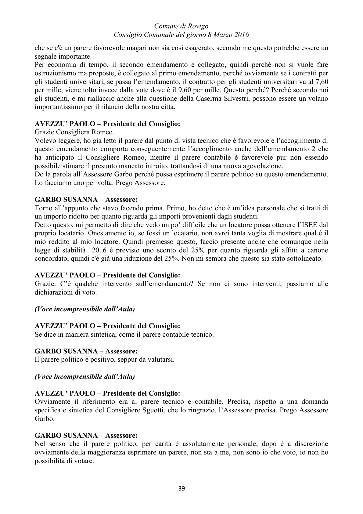 Pagina 39 del verbale