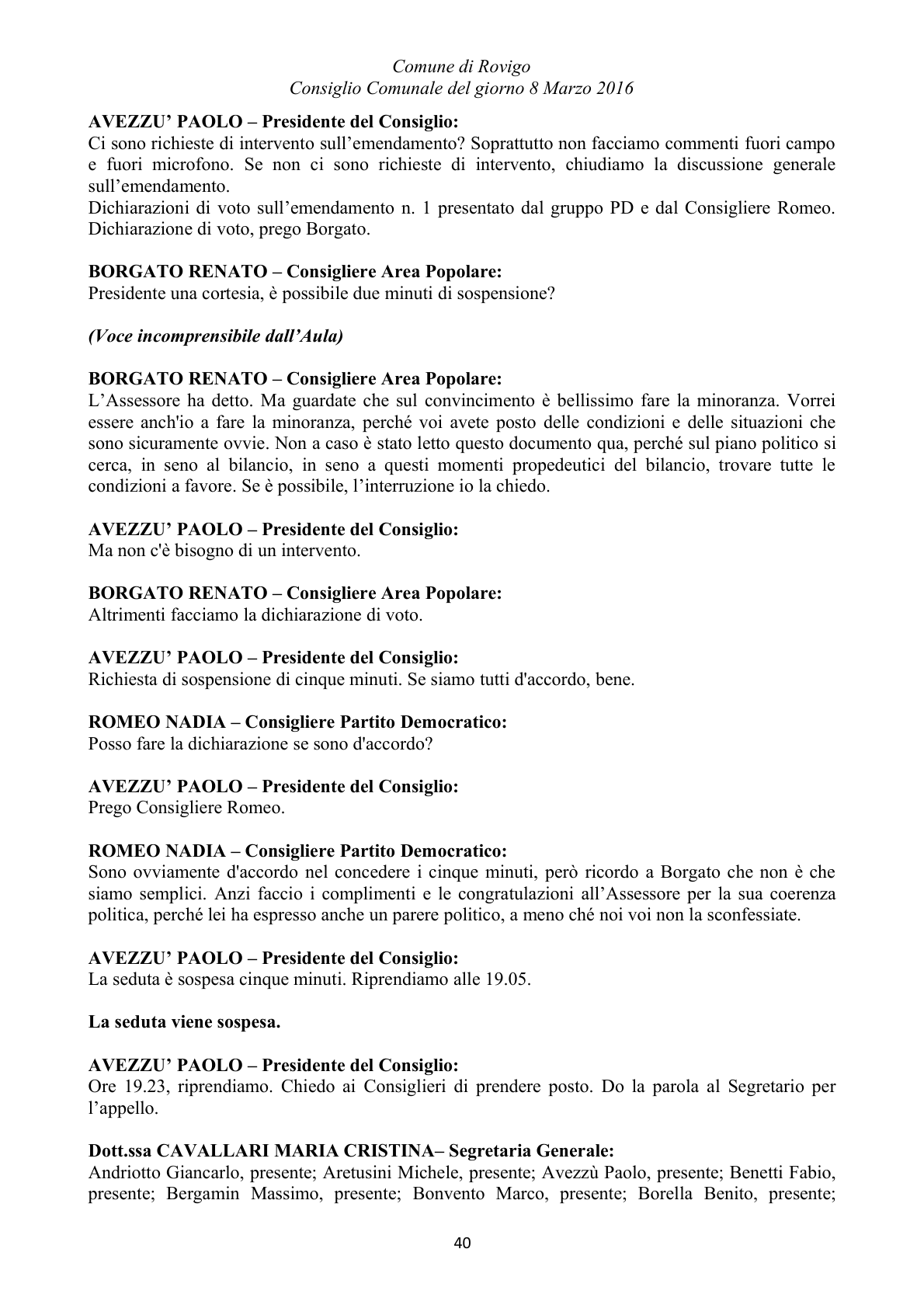 Pagina 40 del verbale