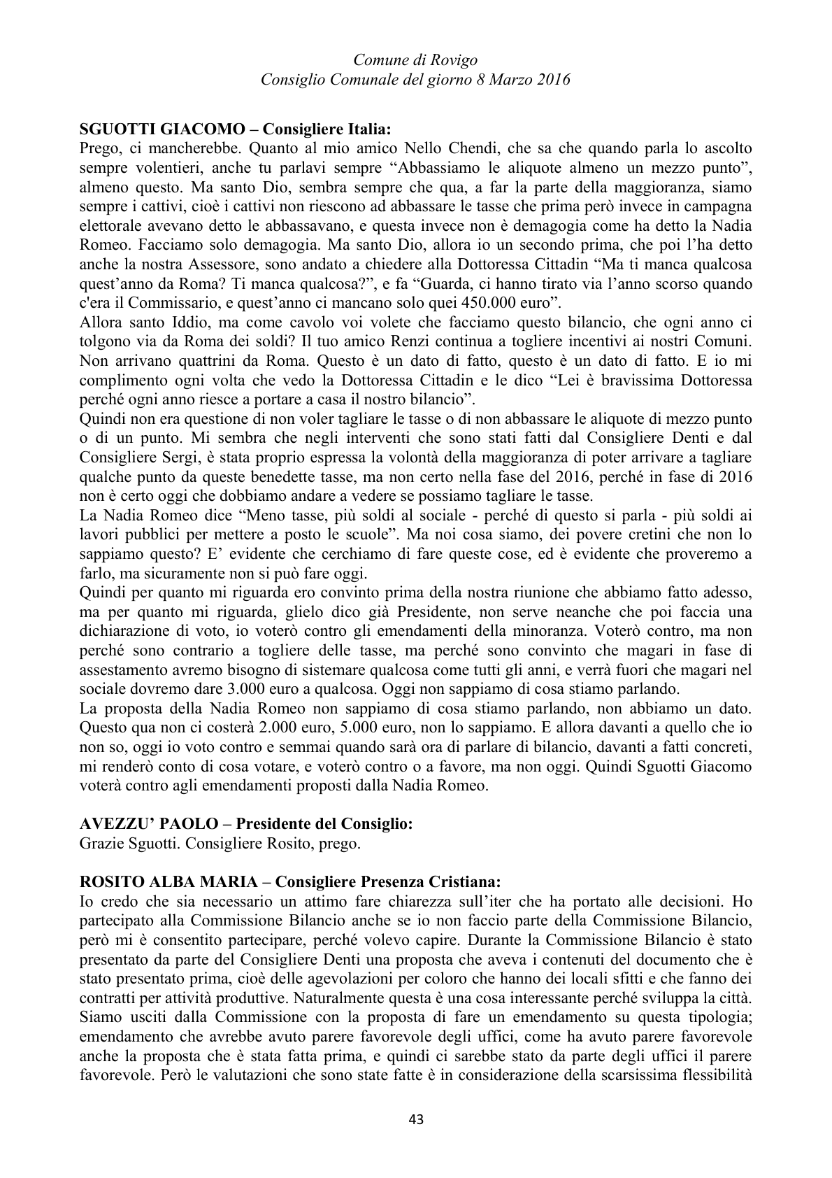 Pagina 43 del verbale