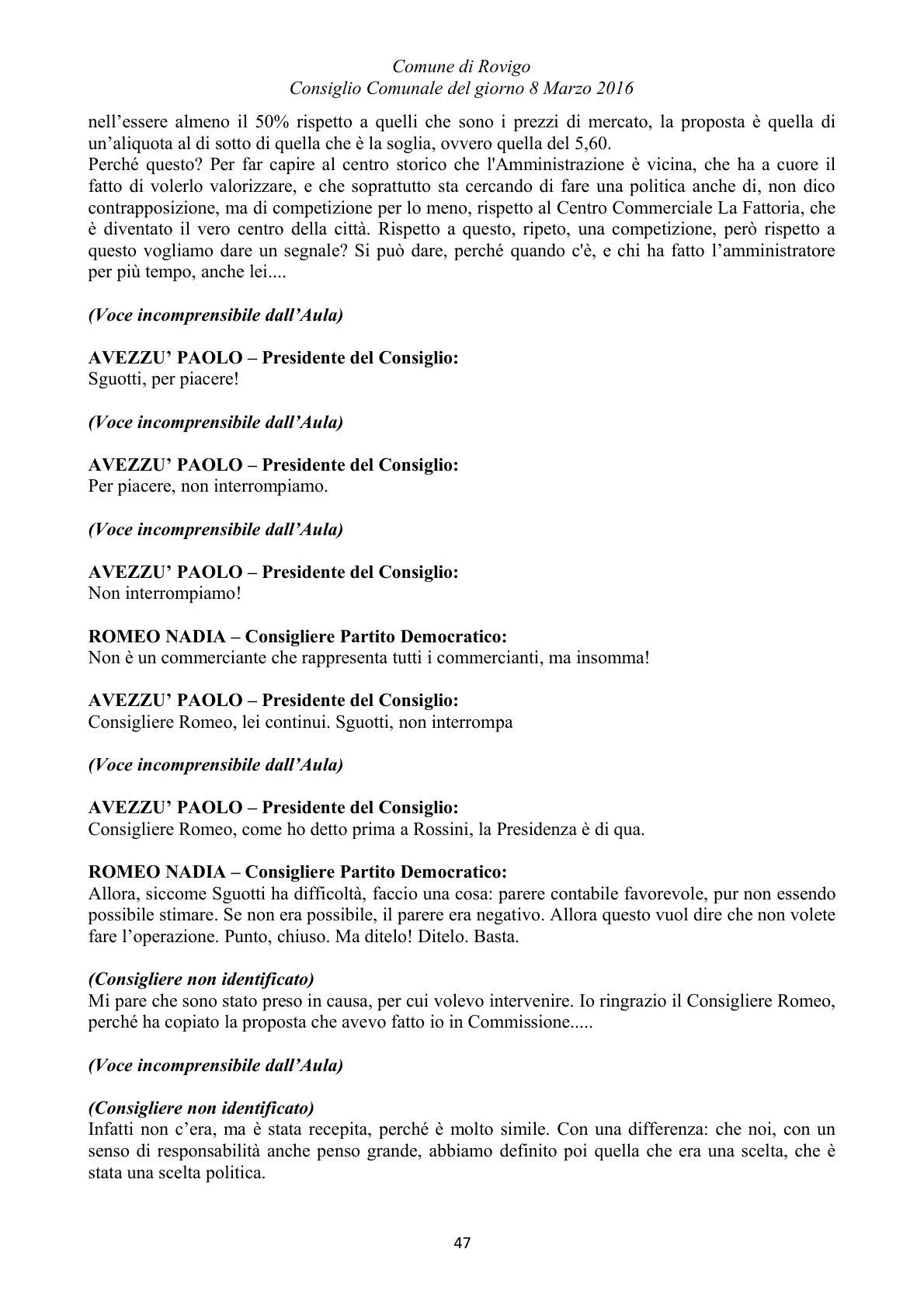 Pagina 47 del verbale