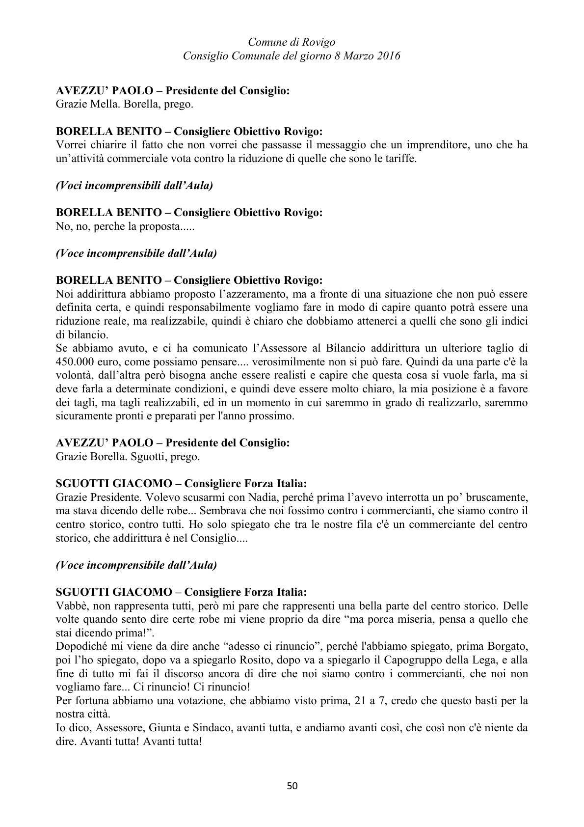 Pagina 50 del verbale