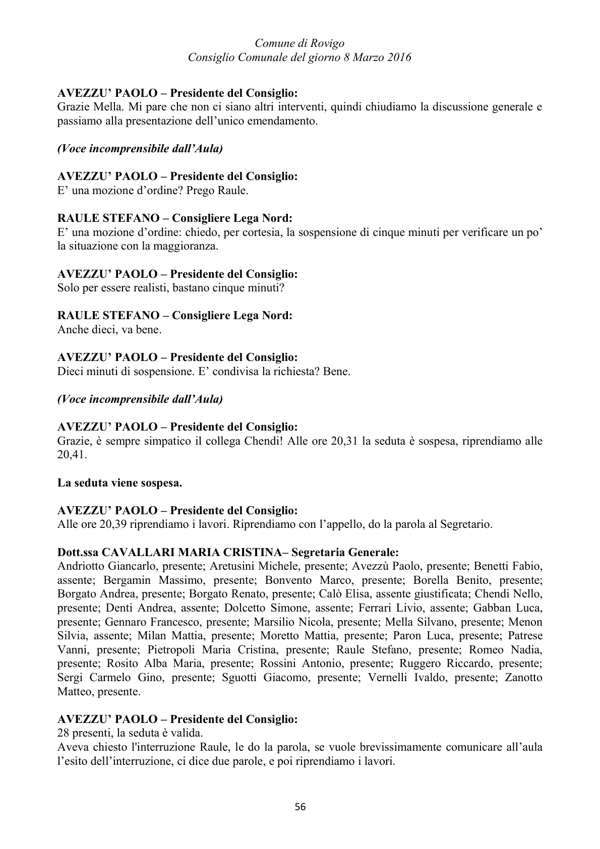 Pagina 56 del verbale