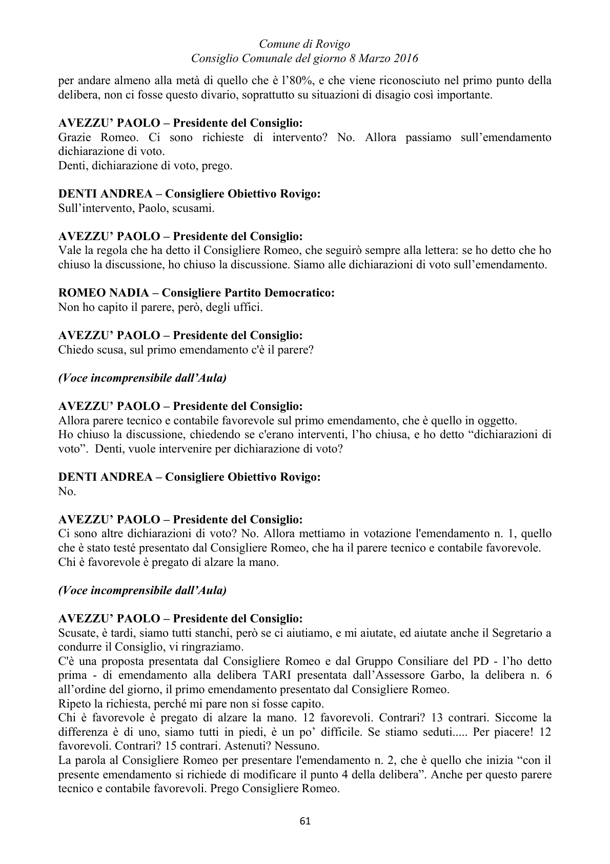 Pagina 61 del verbale