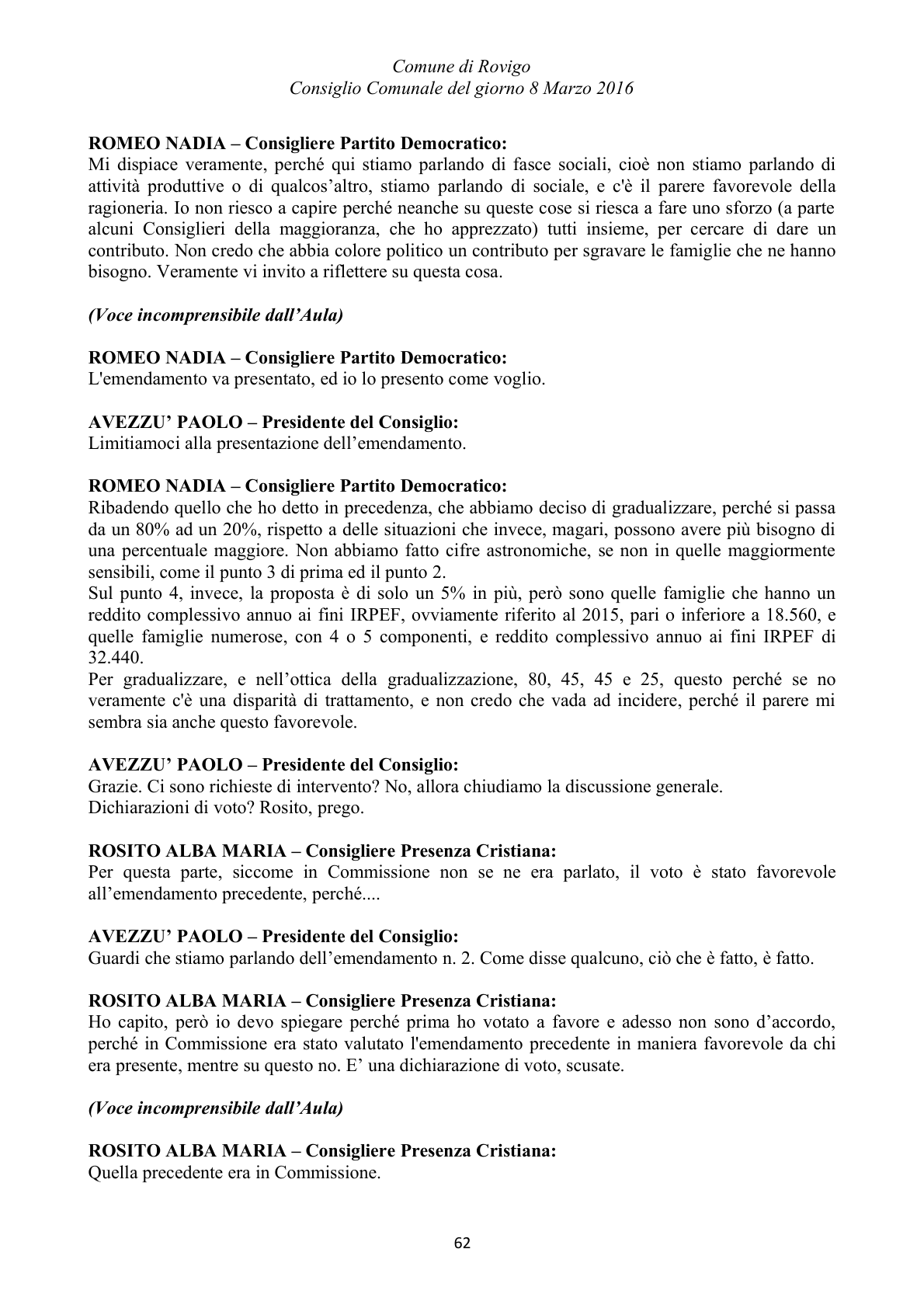 Pagina 62 del verbale