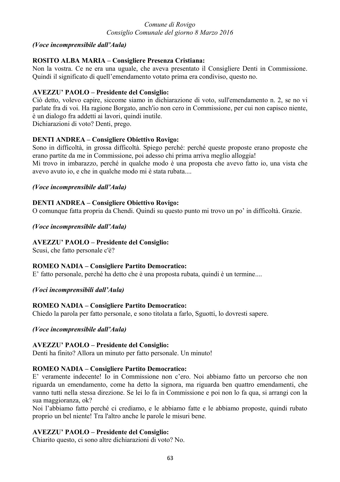Pagina 63 del verbale