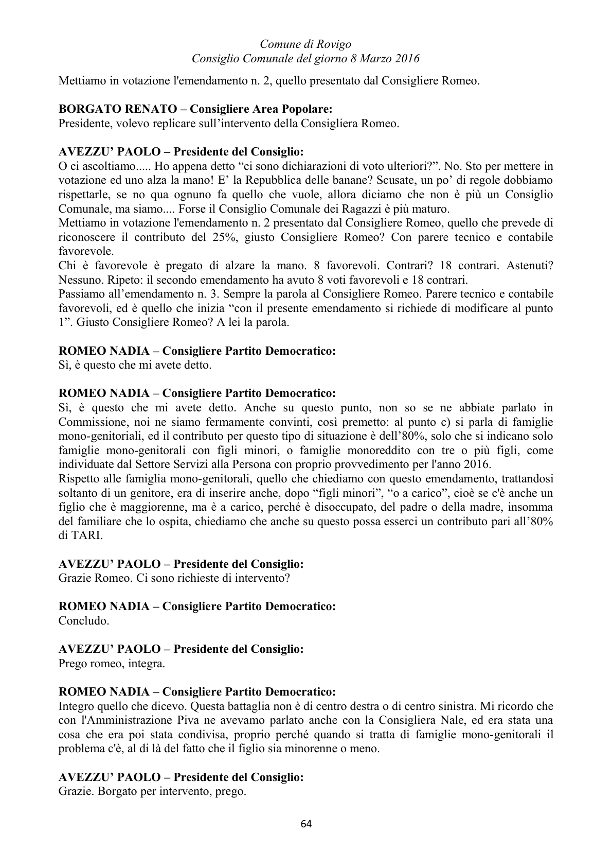 Pagina 64 del verbale