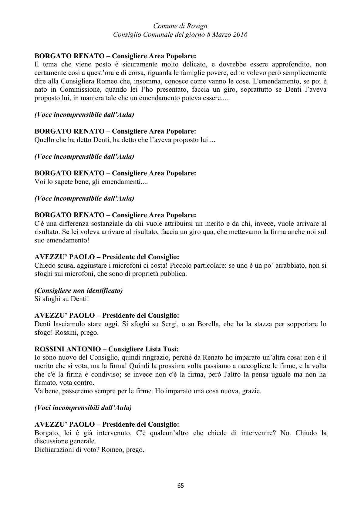 Pagina 65 del verbale